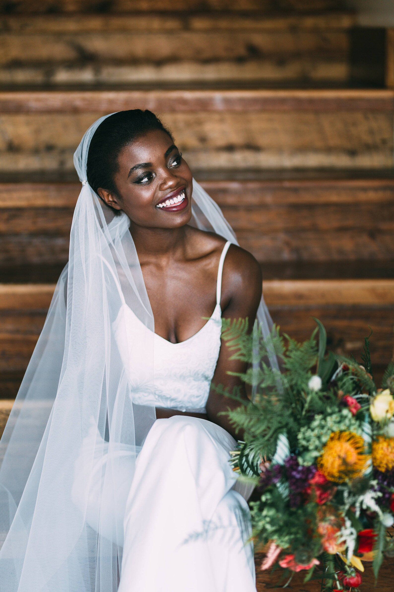 All tulle Juliet cap veil with crystal beads