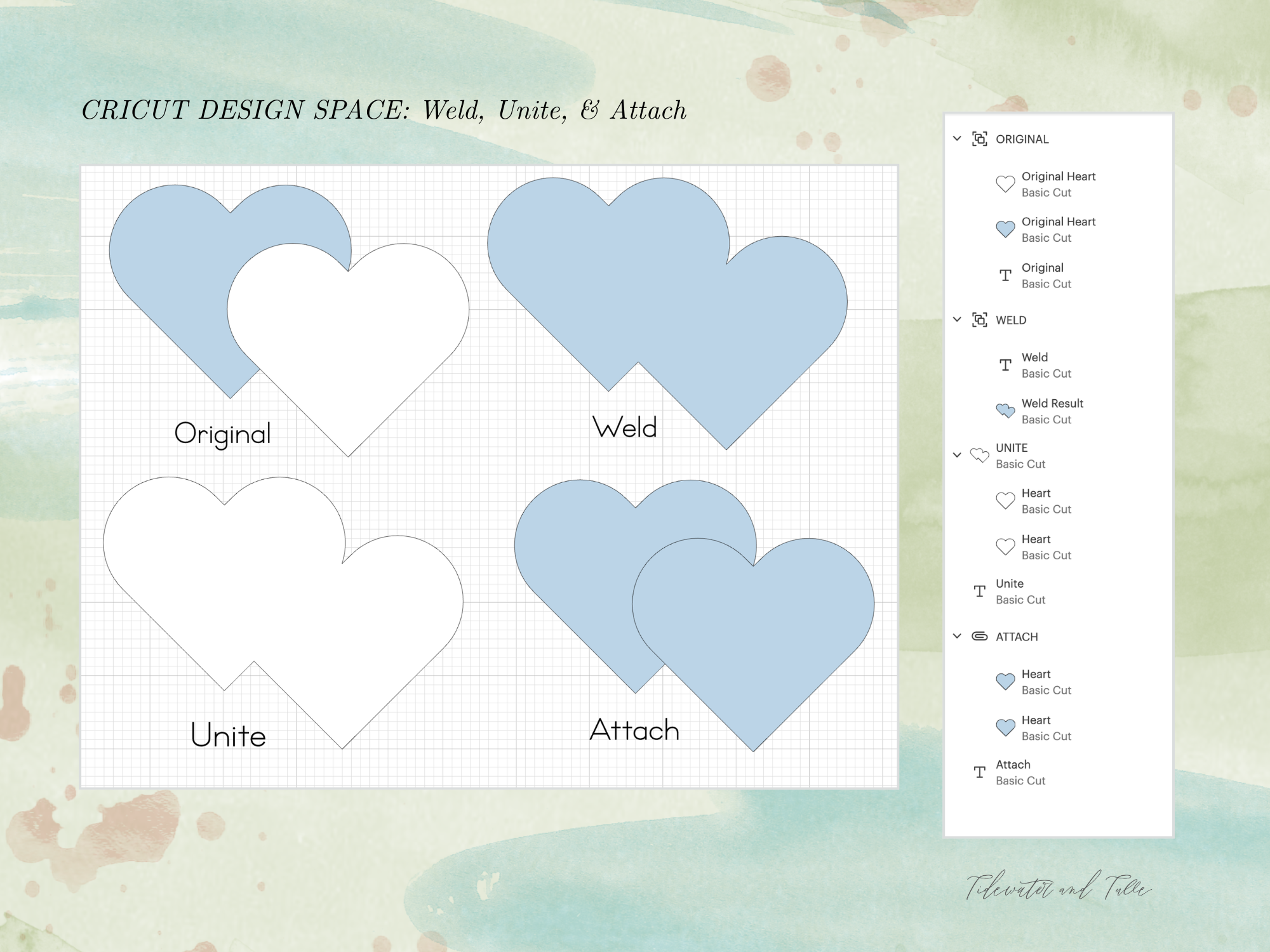 How to use Weld, Attach, and Unite in Cricut Design Space for your wedding DIYs