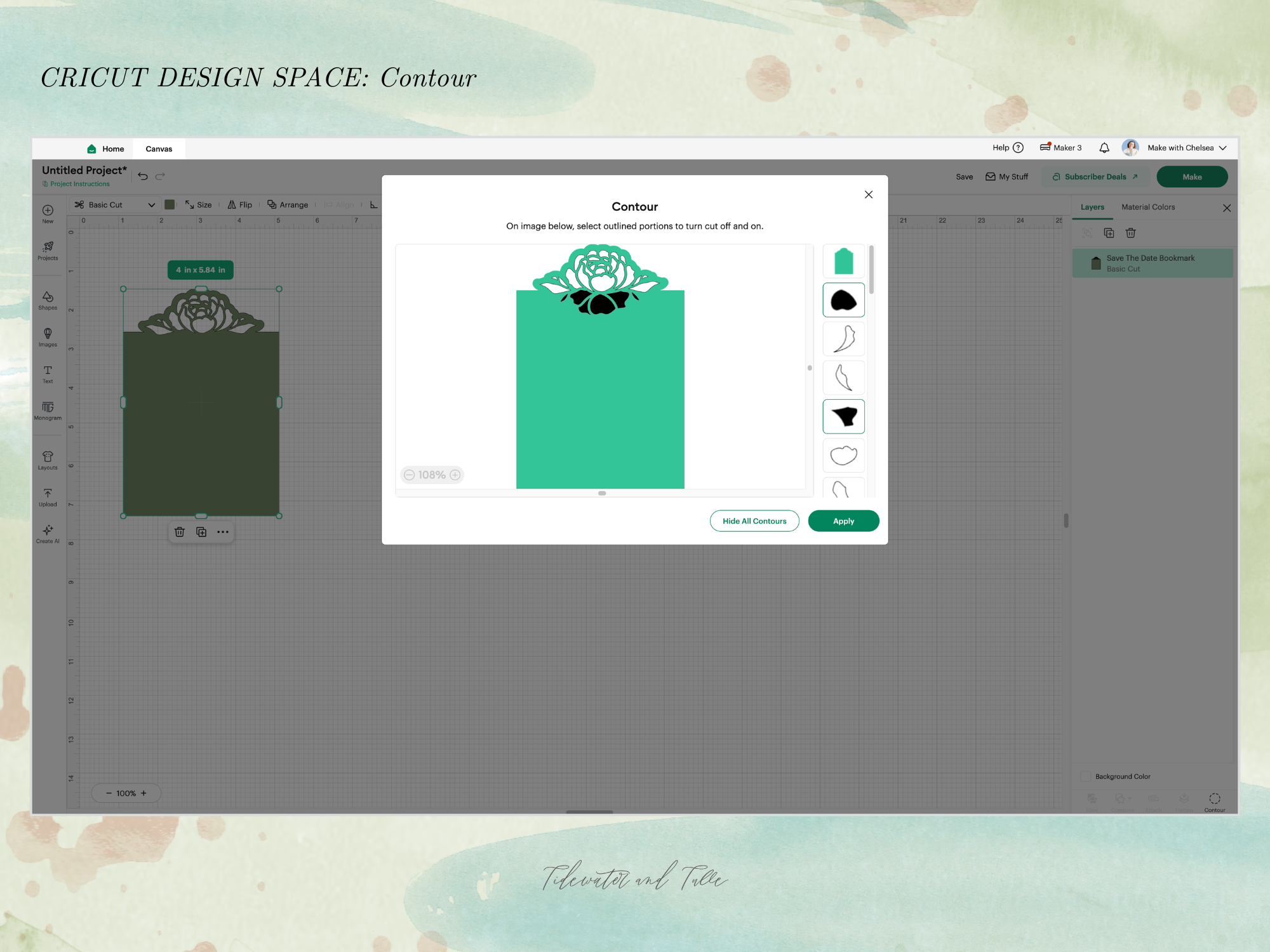 How to use Contour in Cricut Design Space for your wedding projects