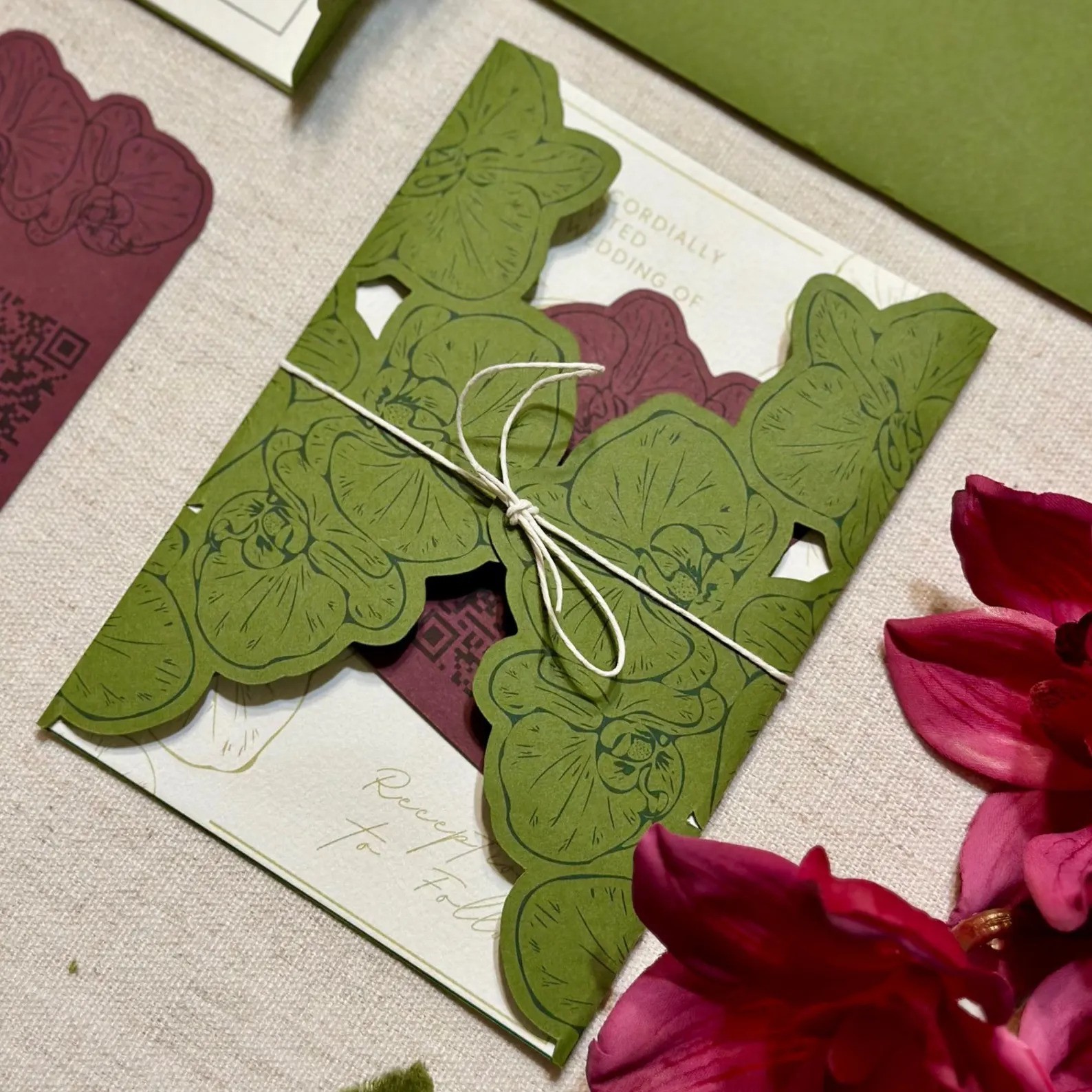 Elegant modern orchid theme Cricut wedding invitation SVG file