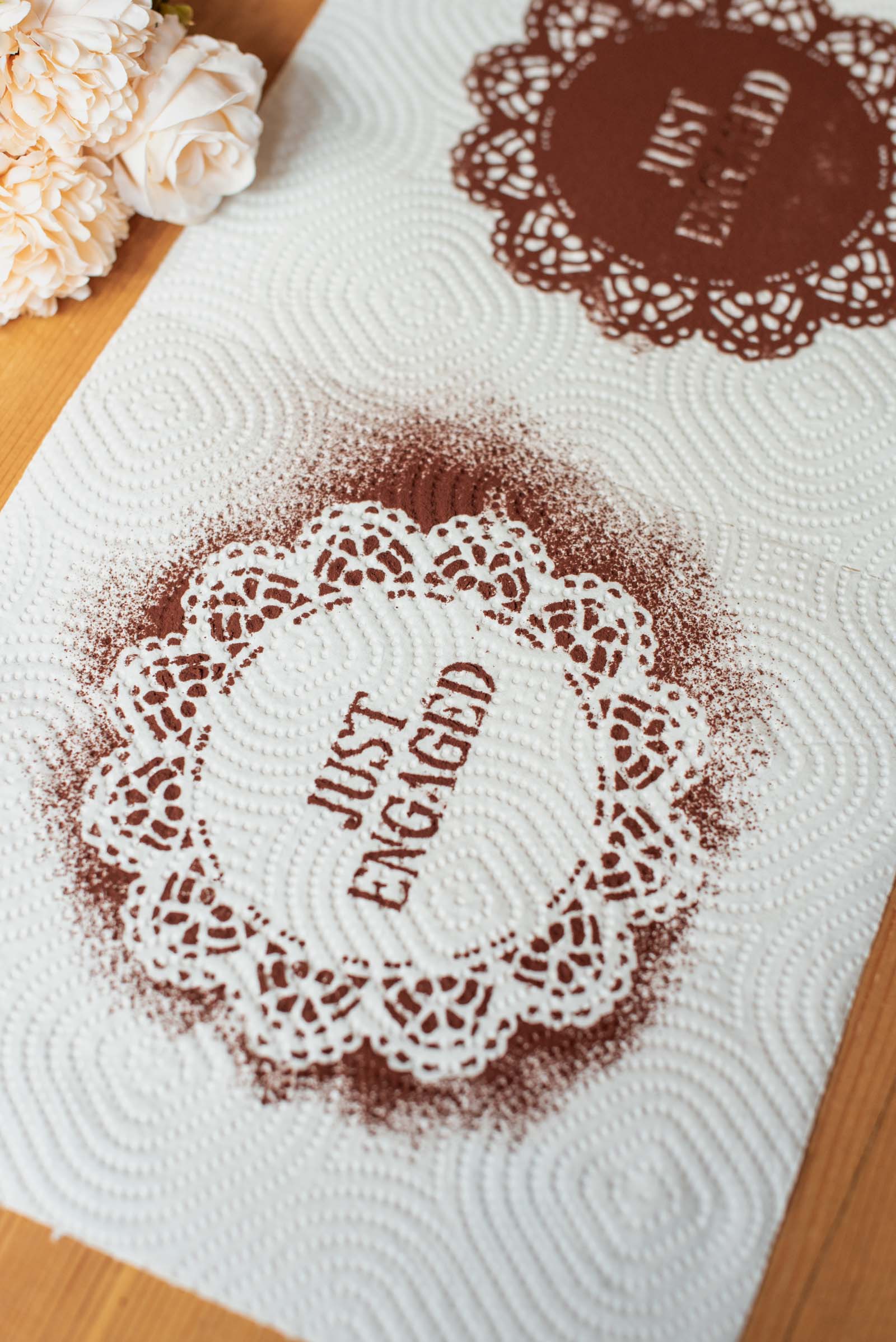 Everything you need to know about dusting an engagement cake with cocoa powder