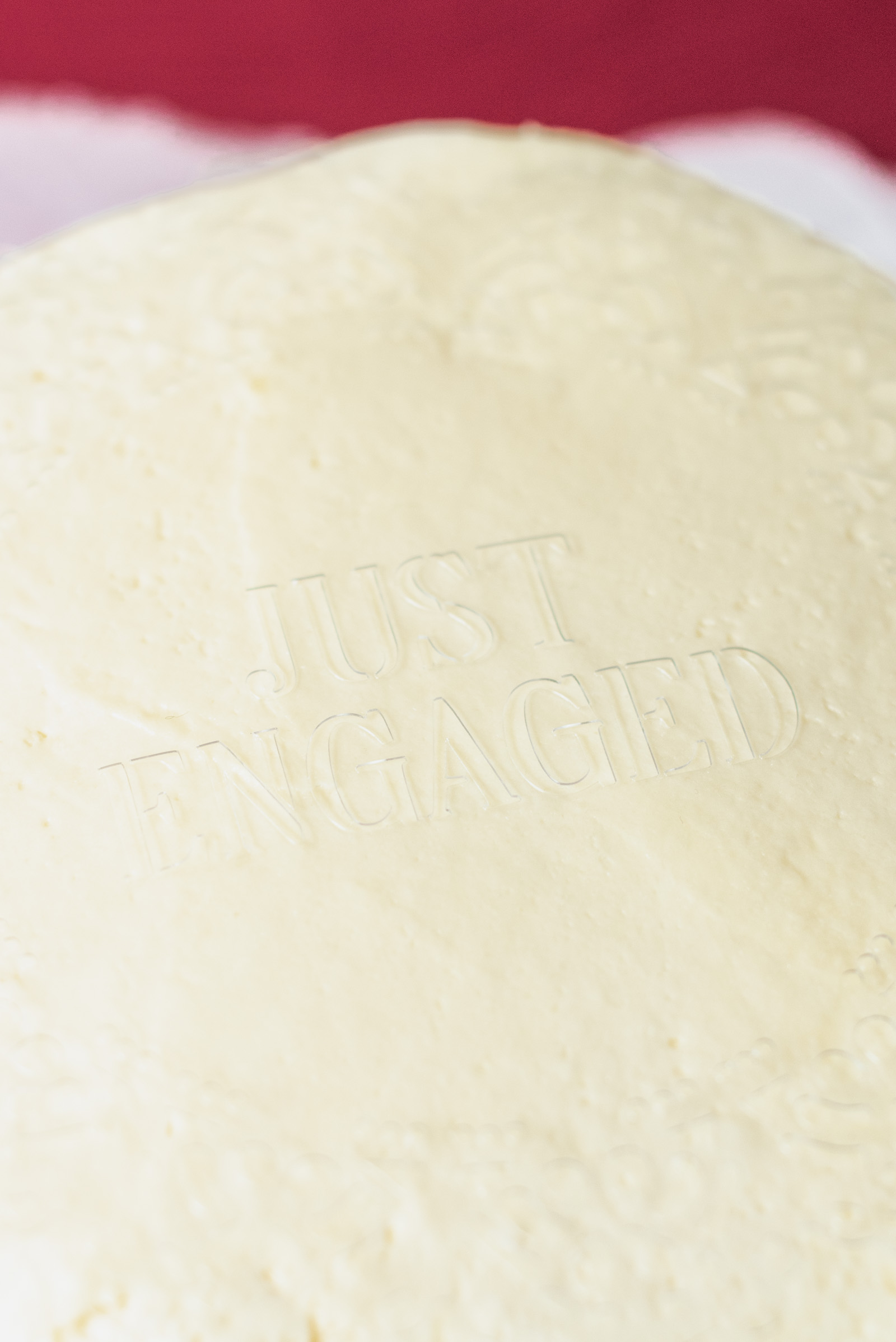 Cricut acetate stencil for wedding engagement party cake that says Just Engaged