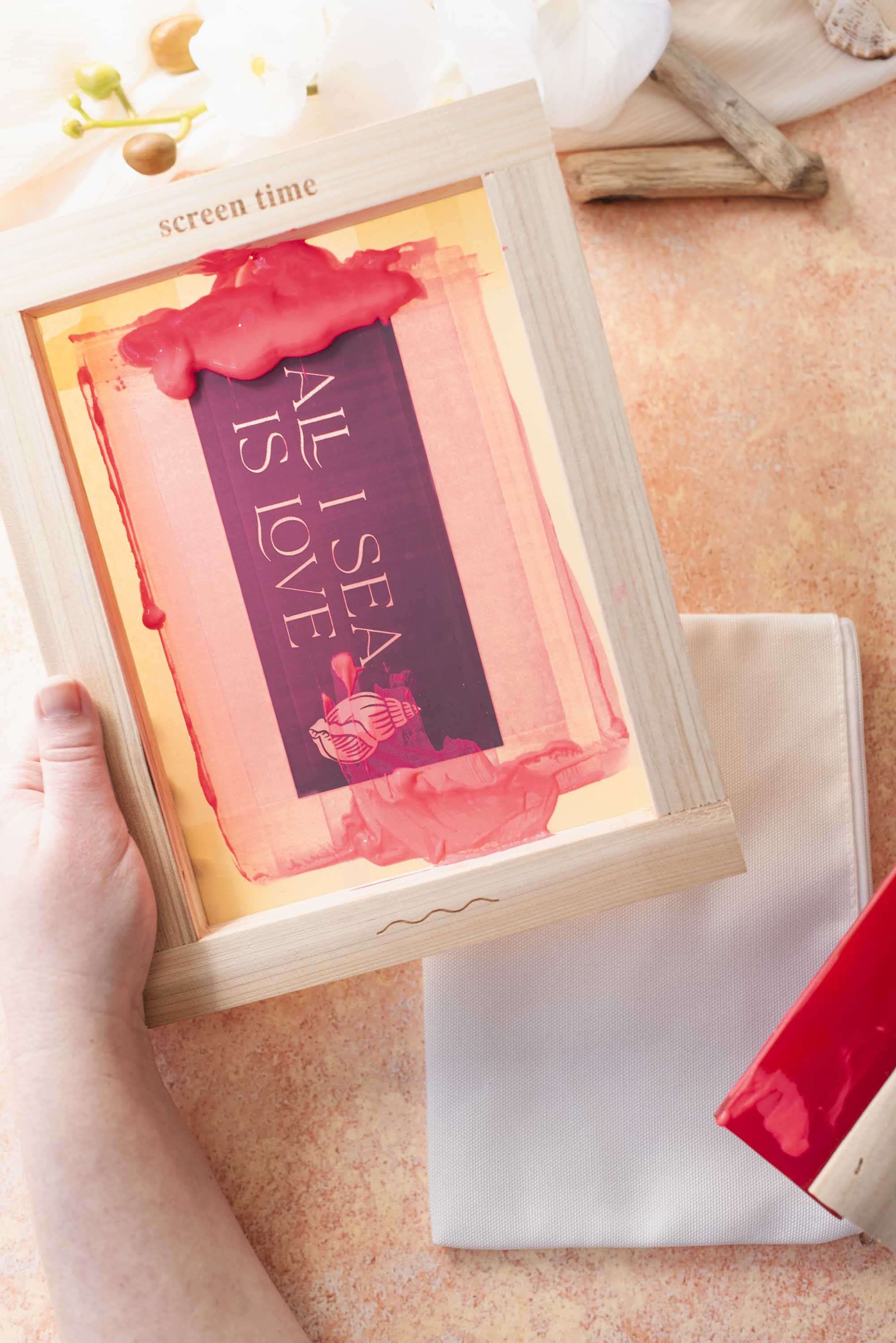 Screen printed bach bags made with Cricut vinyl and ink