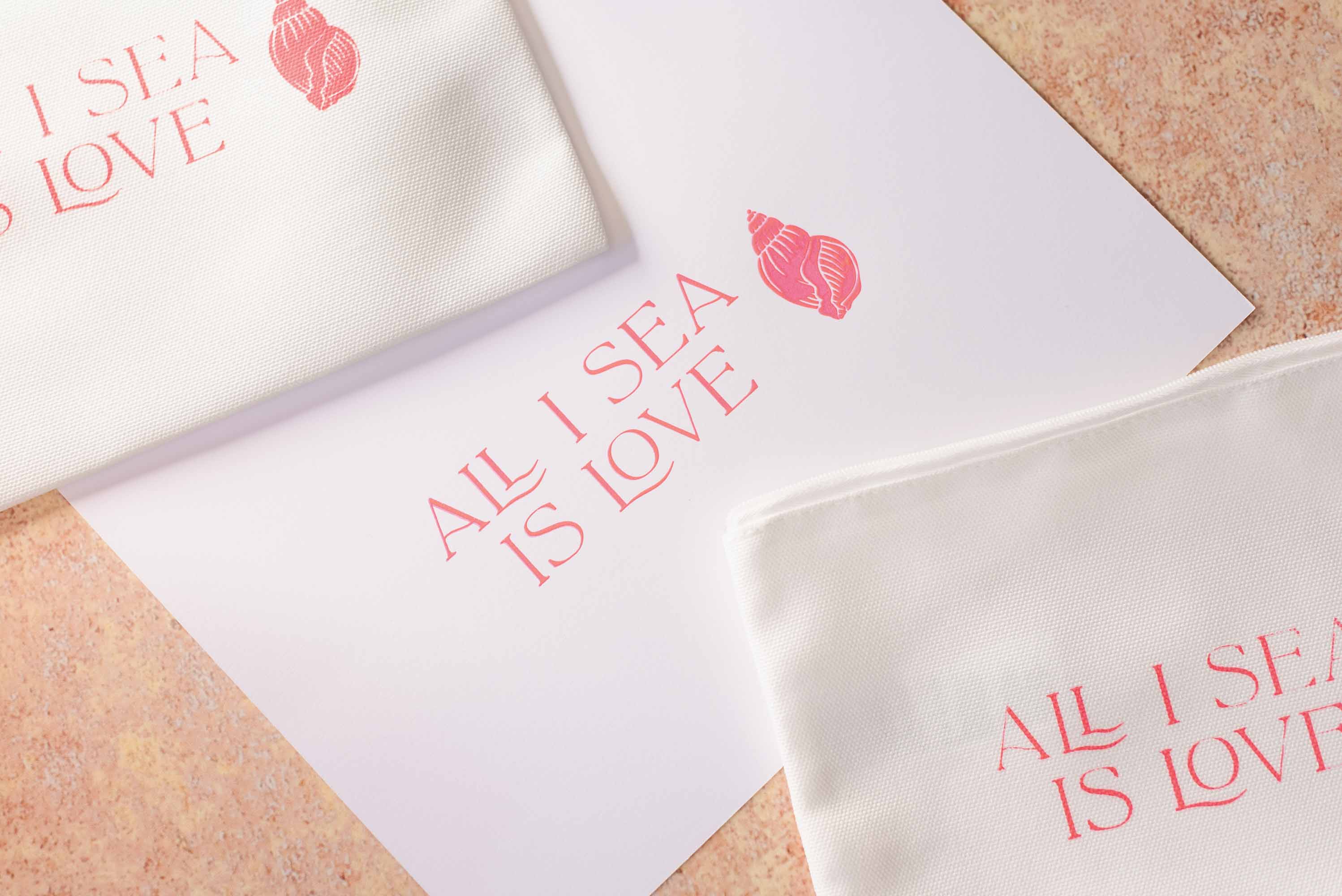 Hot pink screenprinted beach themed hen party bags