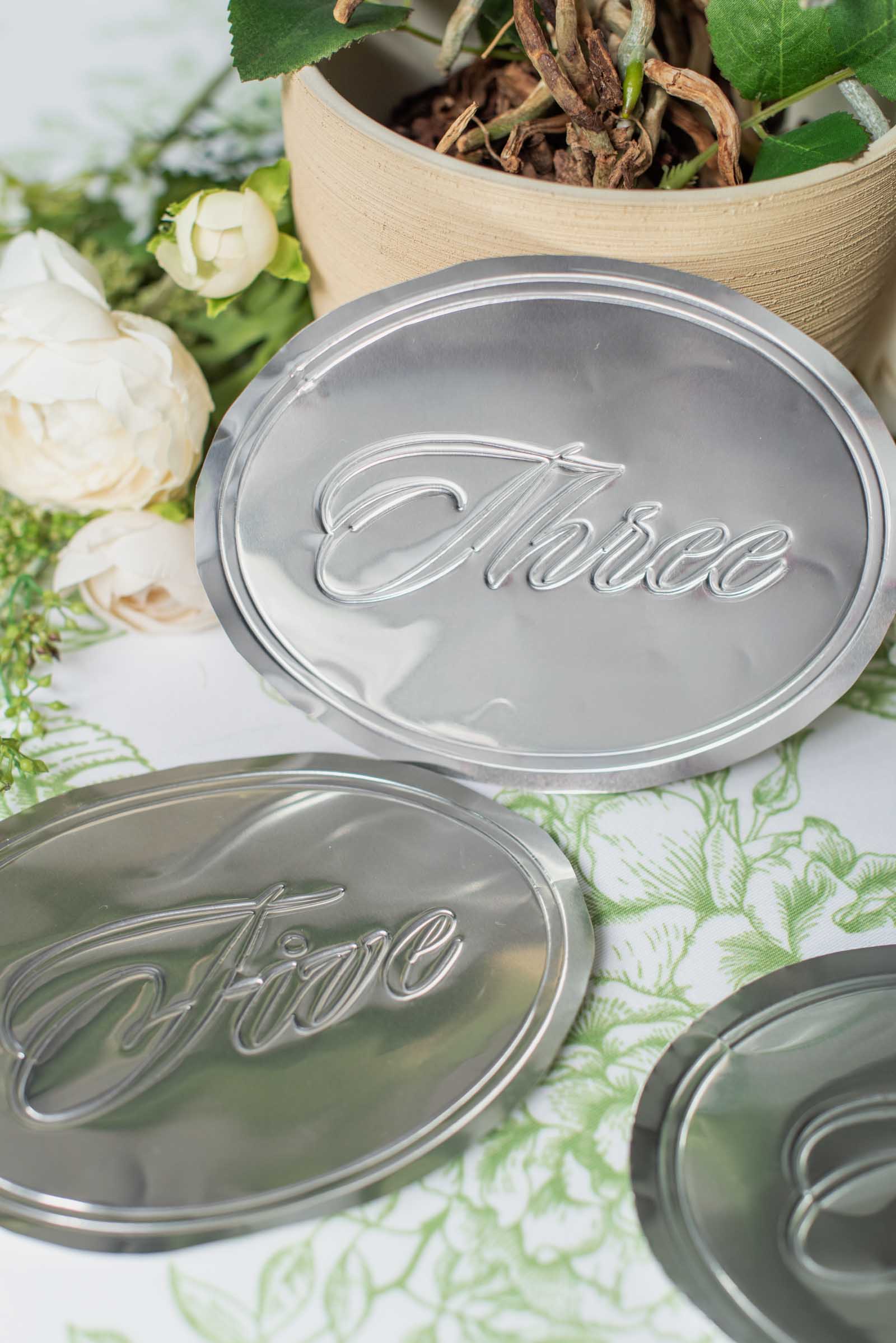 How to deboss and emboss foil metal sheets for DIY wedding table numbers with Cricut Maker machine