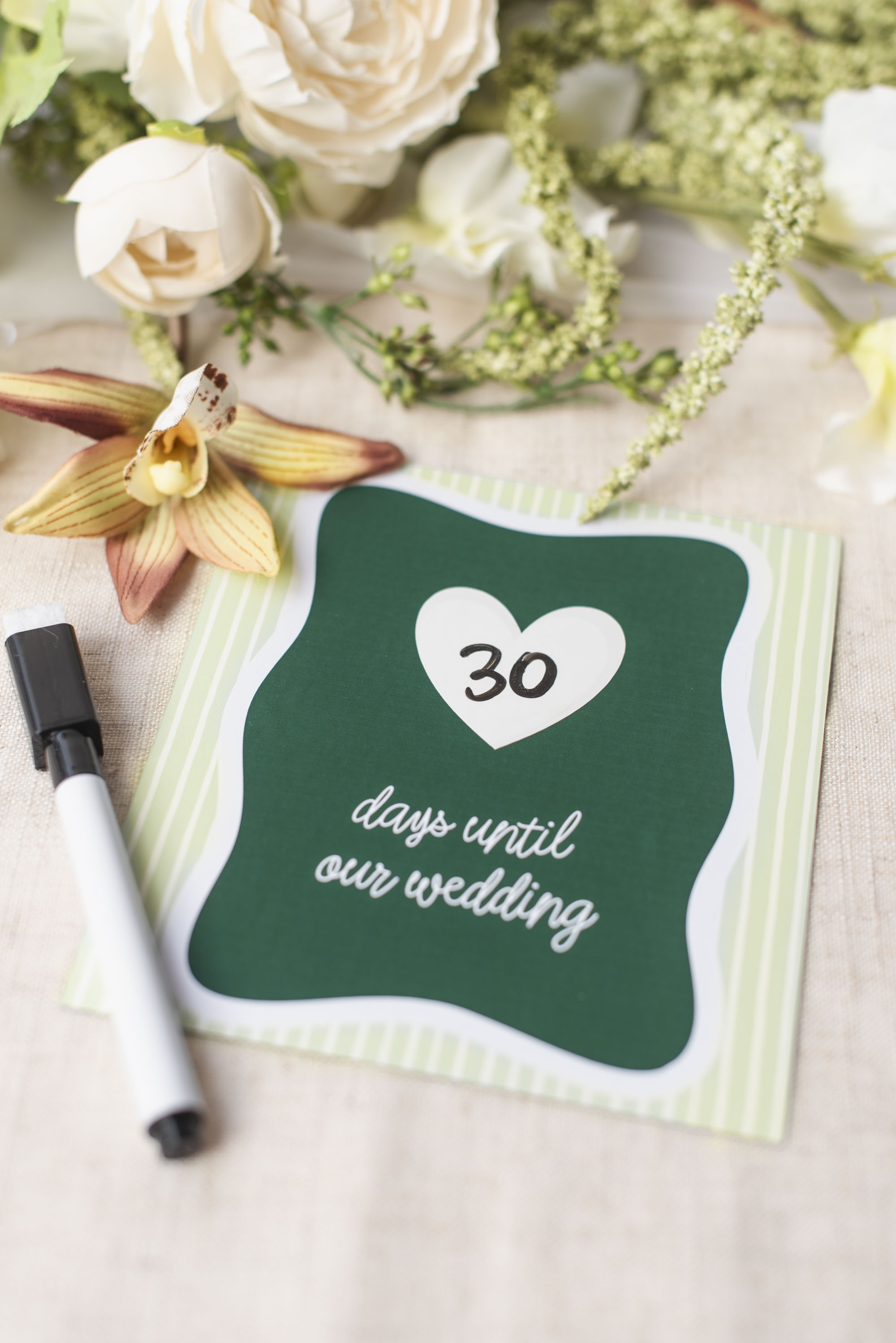Easy DIY wedding countdown using Cricut printable magnet sheets and dry erase vinyl
