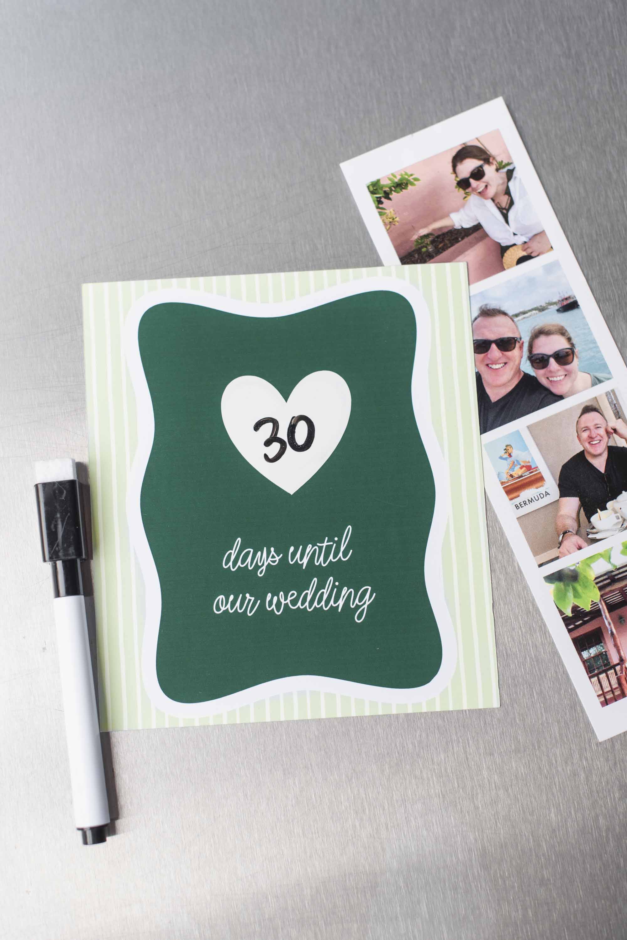 Easy DIY wedding countdown using Cricut printable magnet sheets and dry erase vinyl