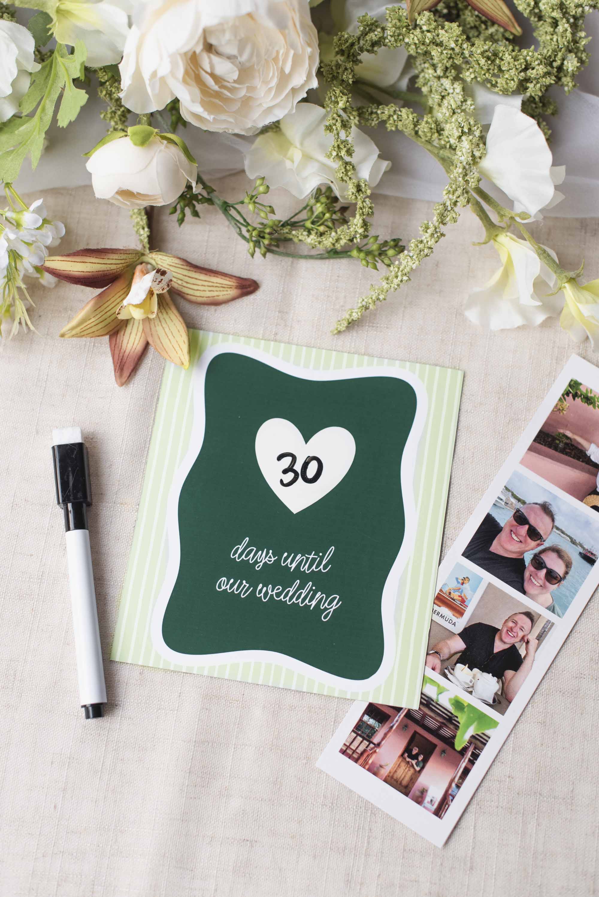 Easy DIY wedding countdown using Cricut printable magnet sheets and dry erase vinyl