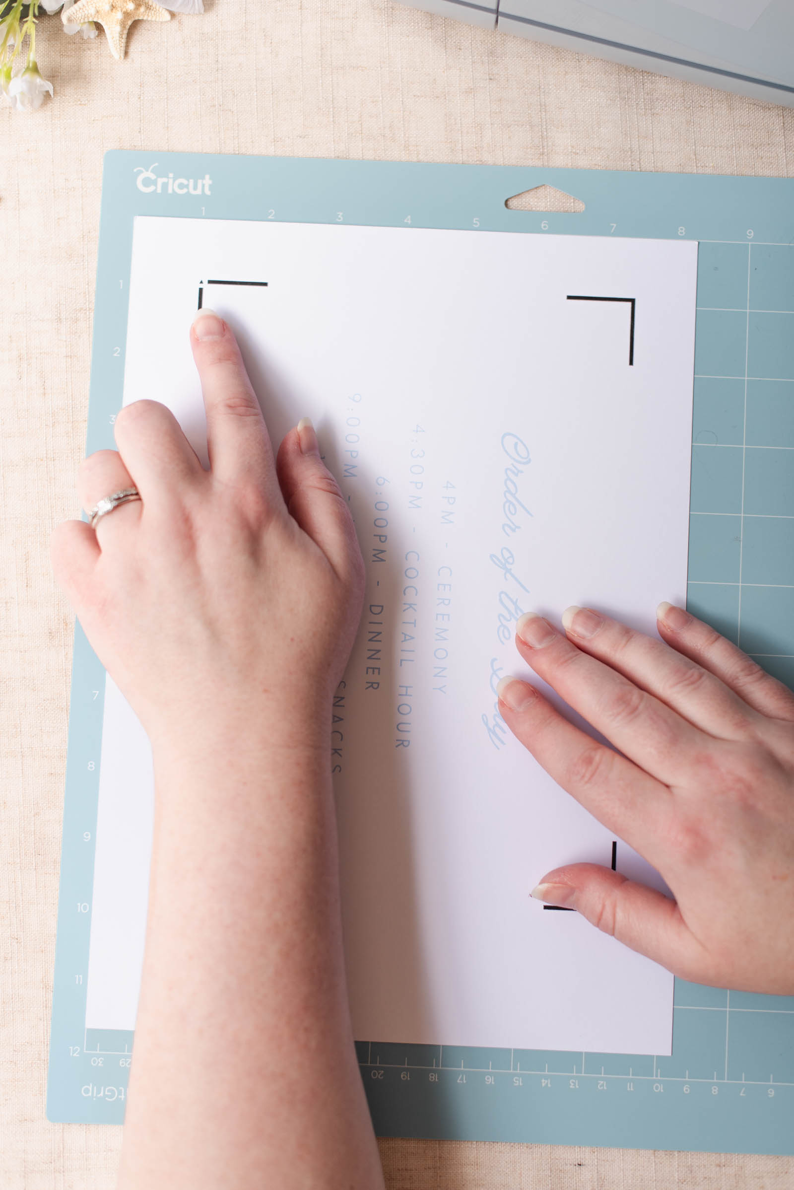 Easy DIY double sided wedding program fan made with a Cricut