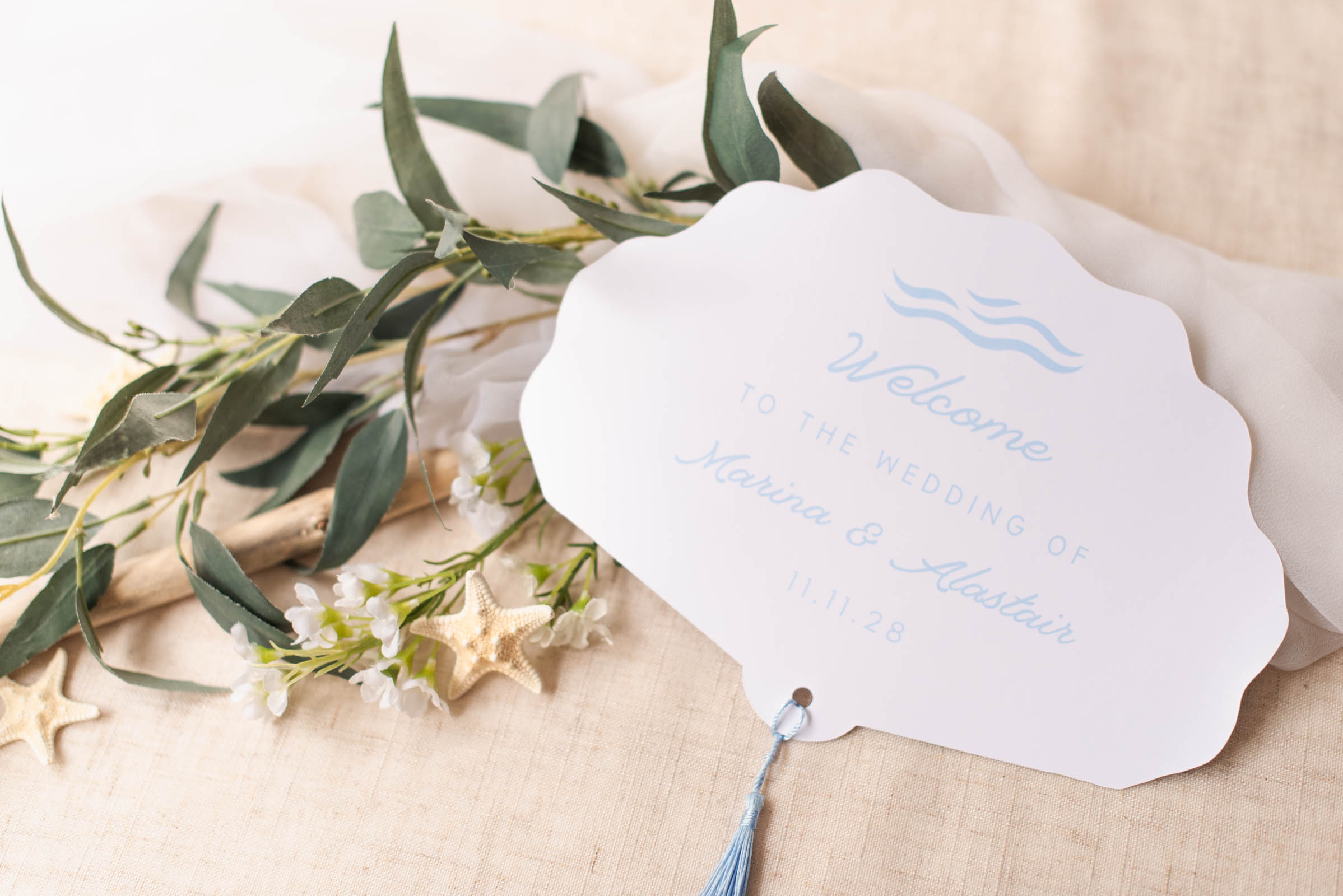 DIY double sided wedding program fan made with a Cricut machine