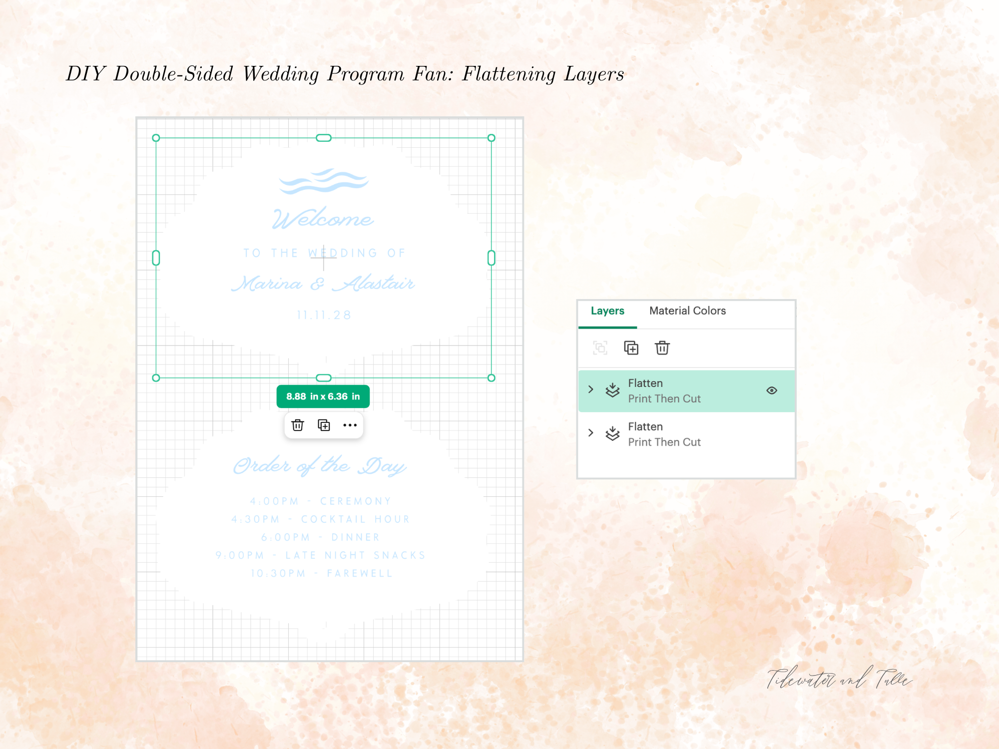 How to setup Cricut Design Space for a wedding program fan