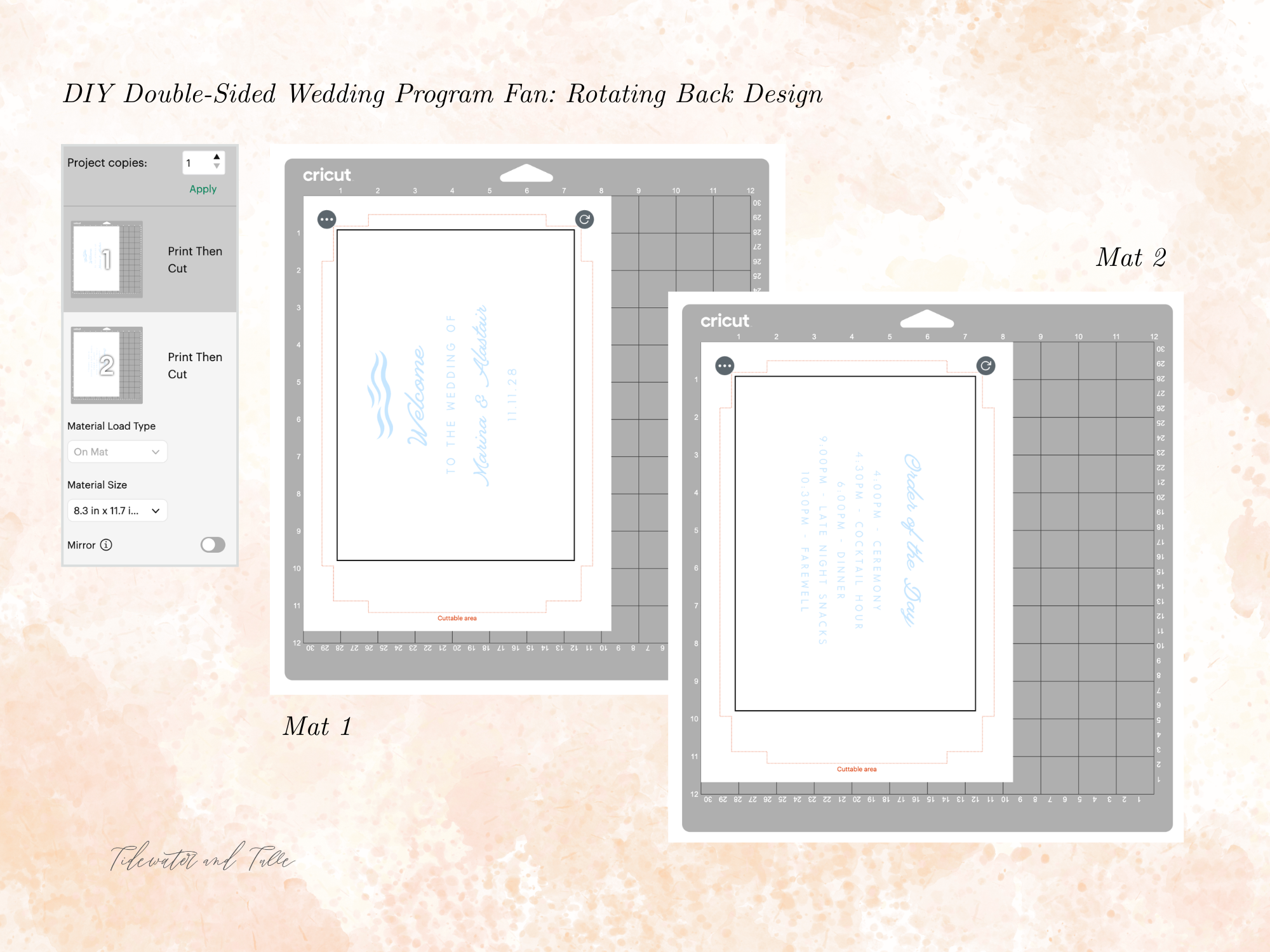 How to setup Cricut Design Space for a wedding program fan