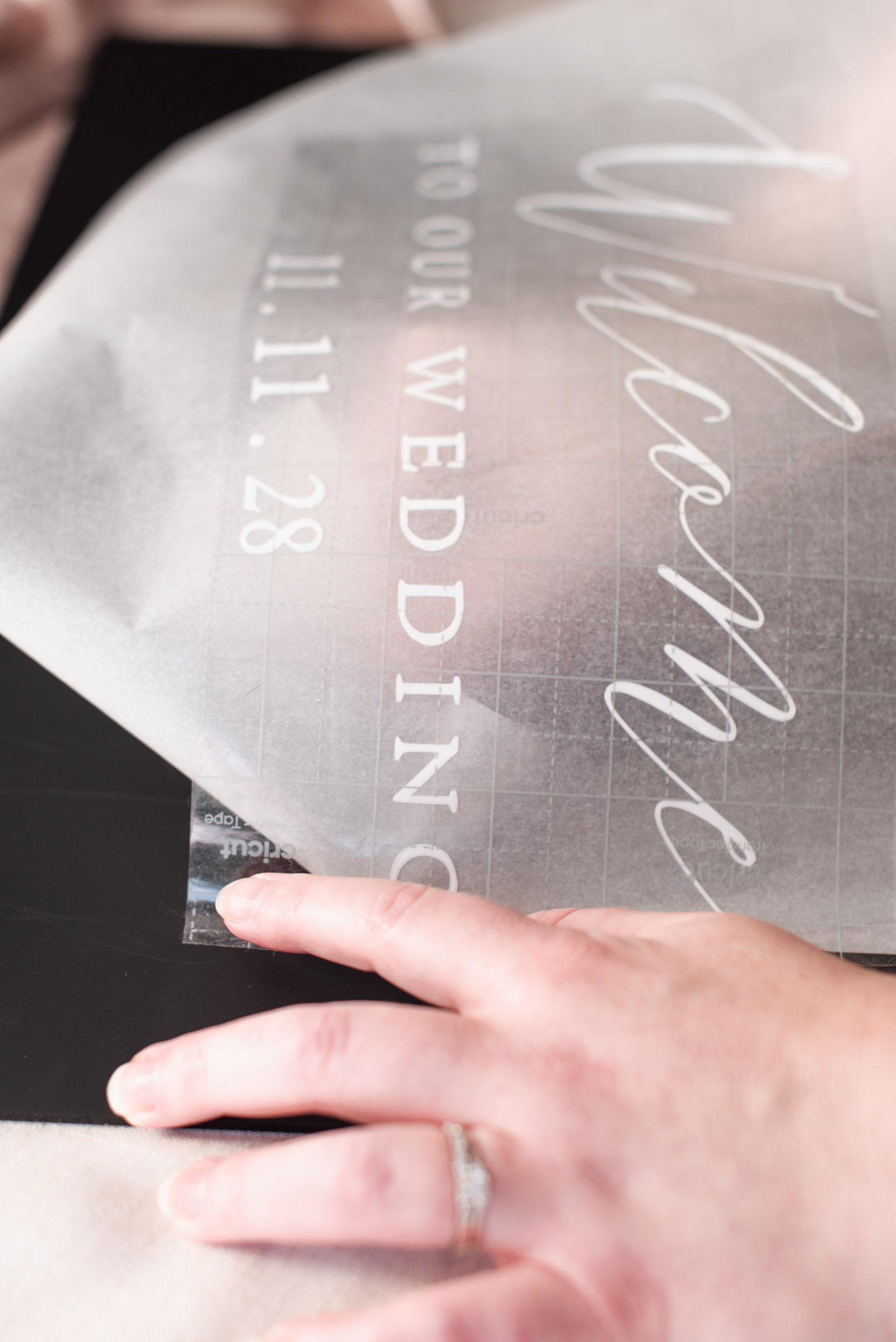 Best hacks for transferring vinyl onto wedding signs