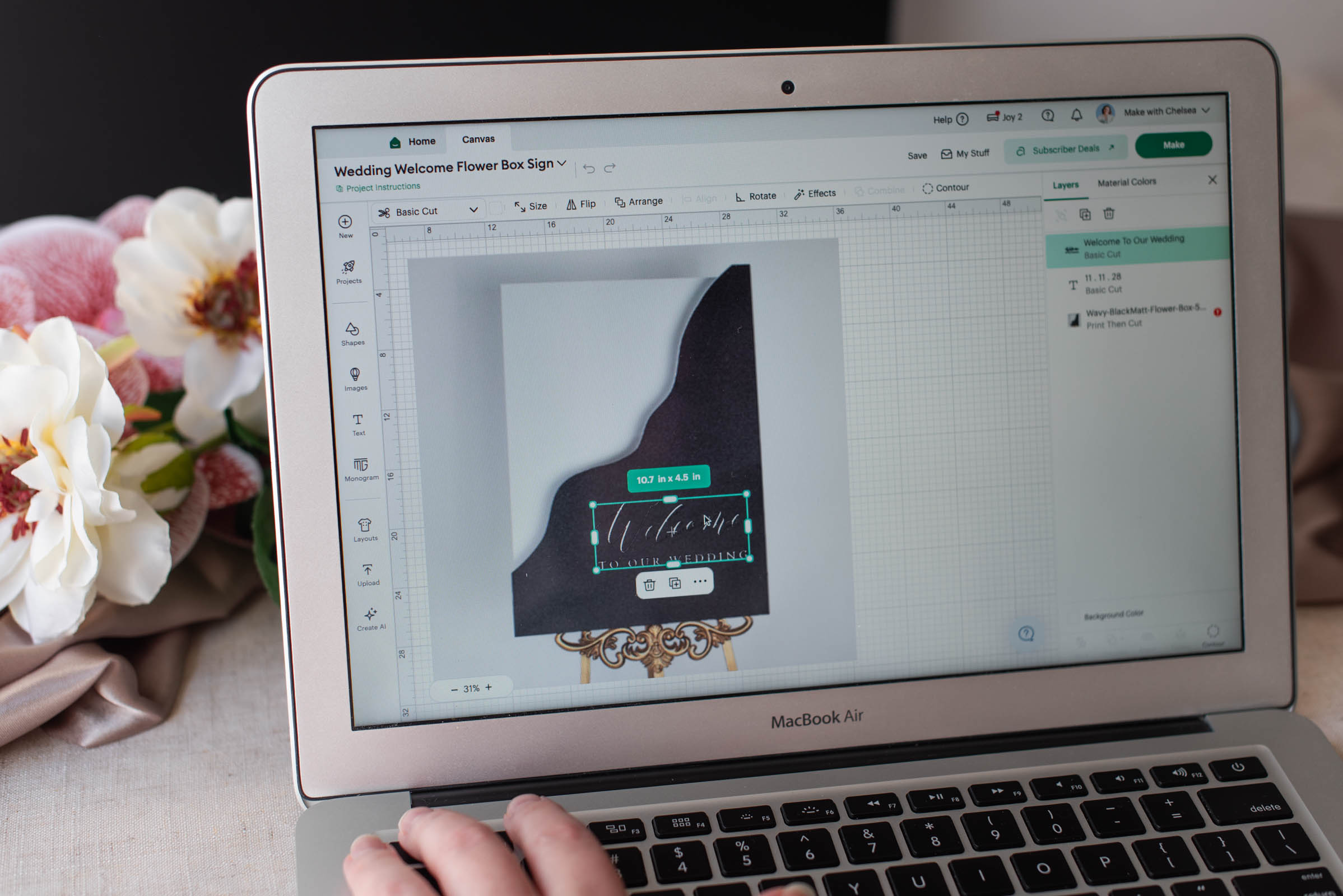 How to setup a wedding sign design in Cricut Design Space