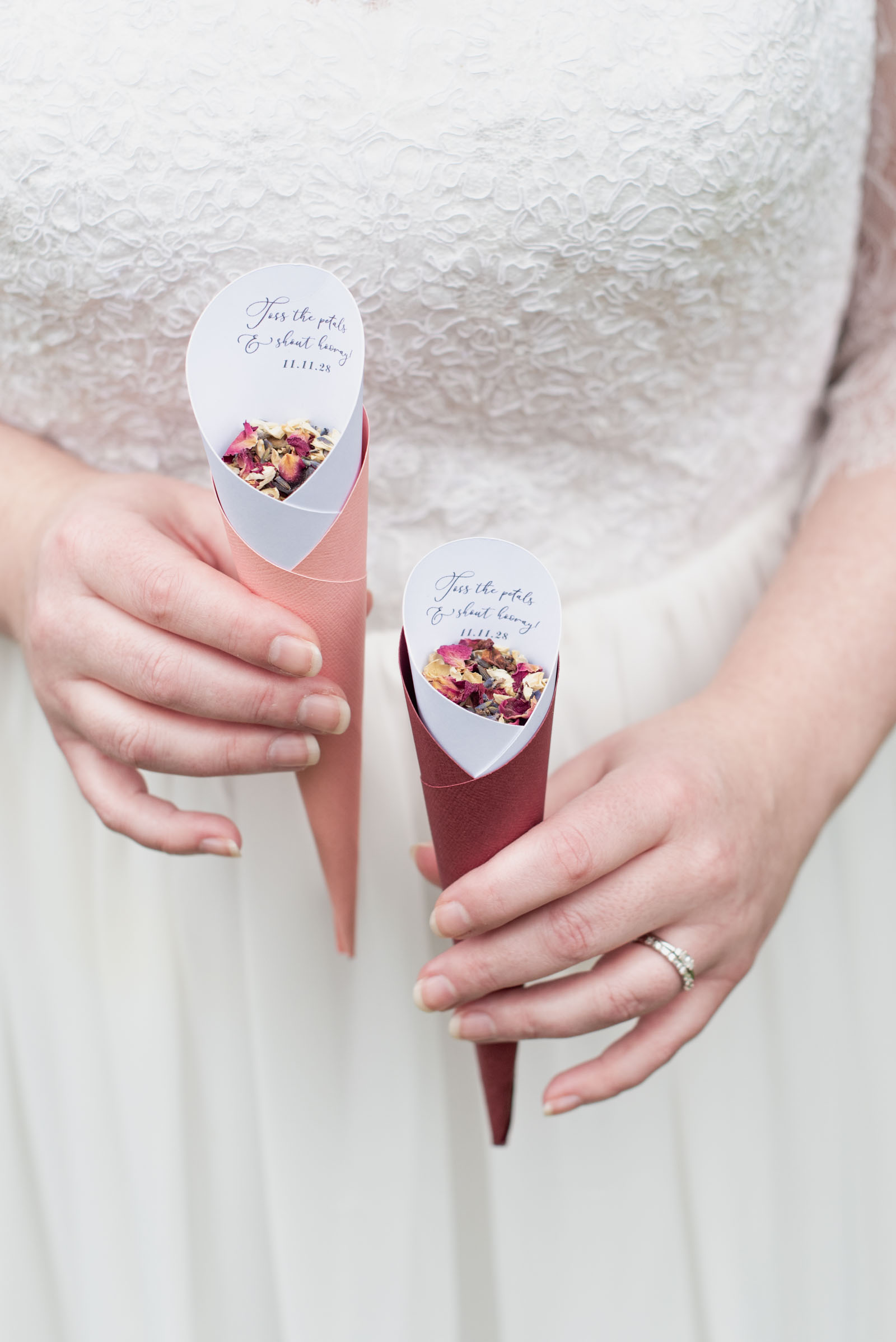 DIY wedding ceremony confetti made with cardstock and inkjet printer
