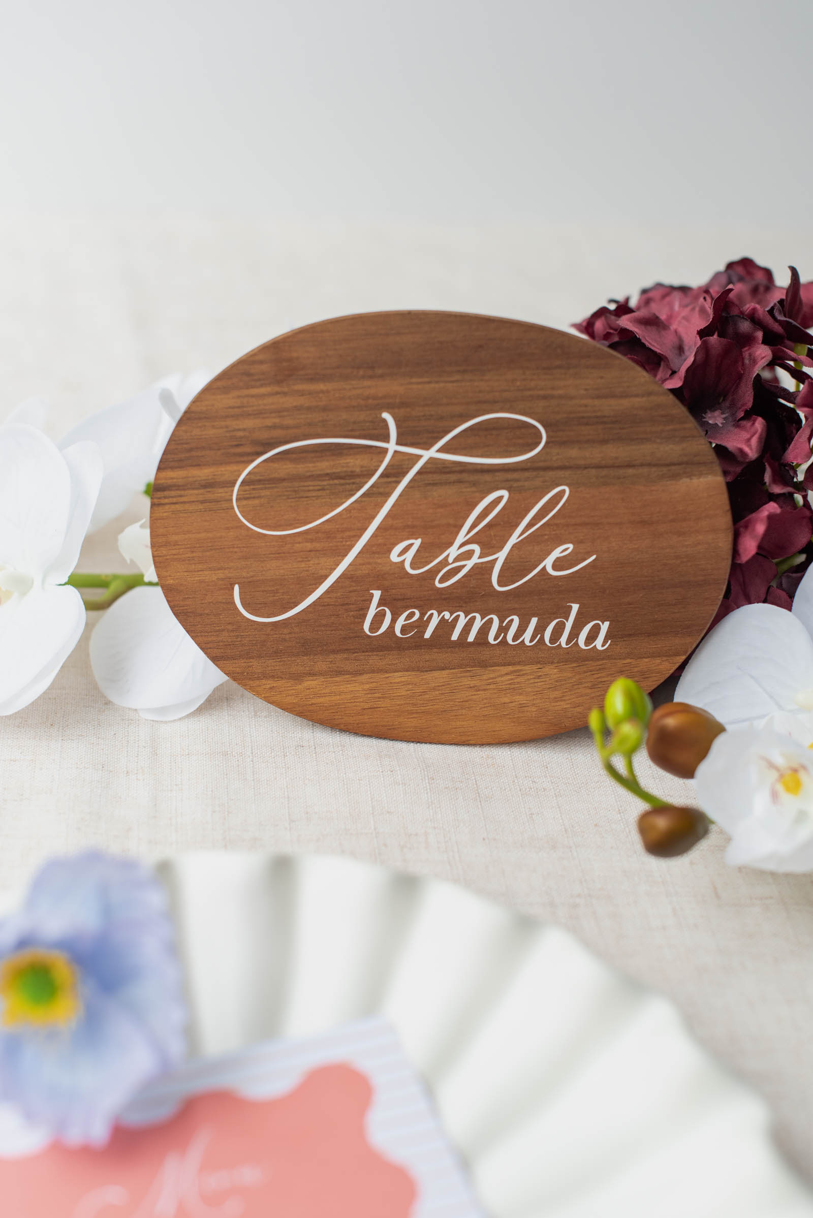 Wedding table numbers inspired by travel destinations