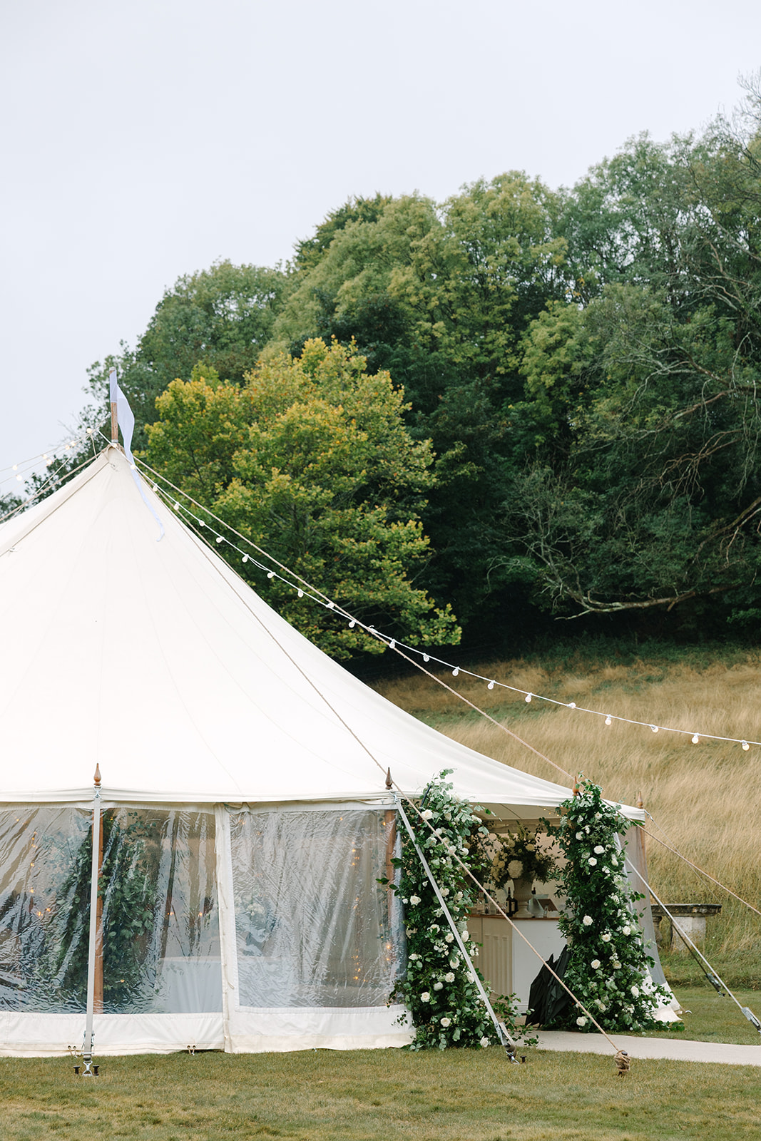Wedding marquee at Findon Place for rainy day celebration