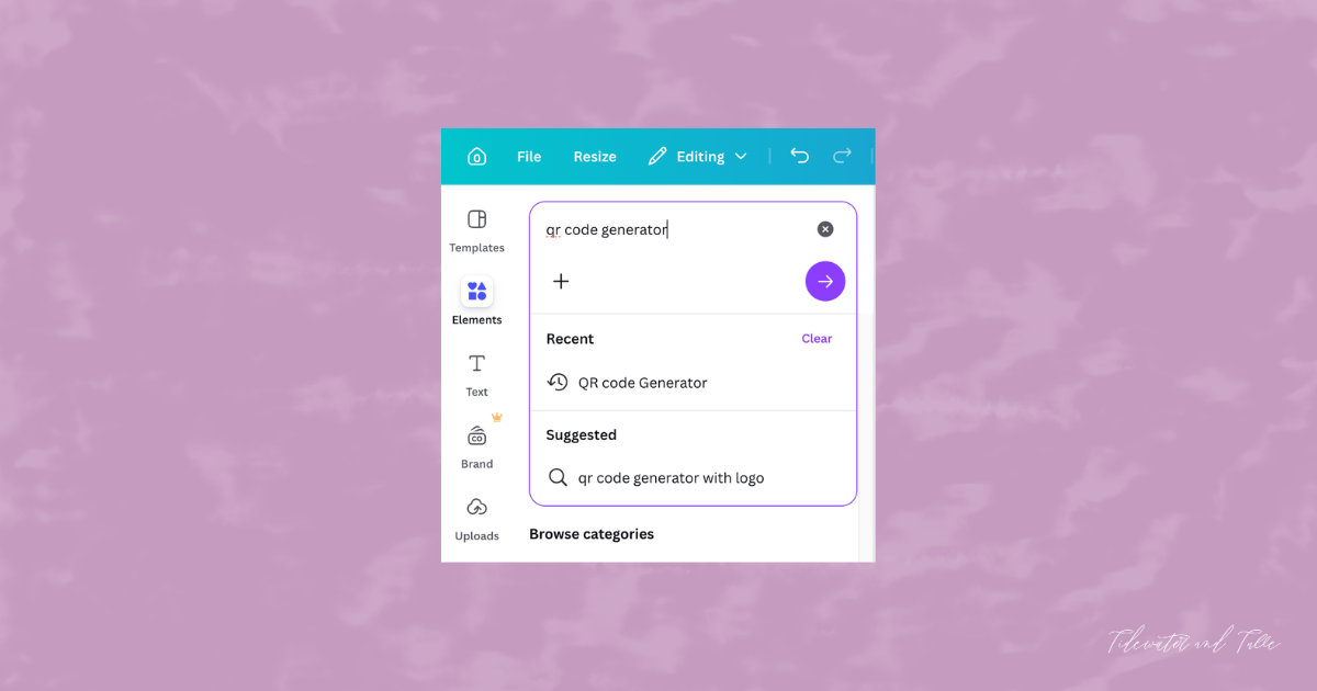 Steps on how to create a wedding QR code in Canva