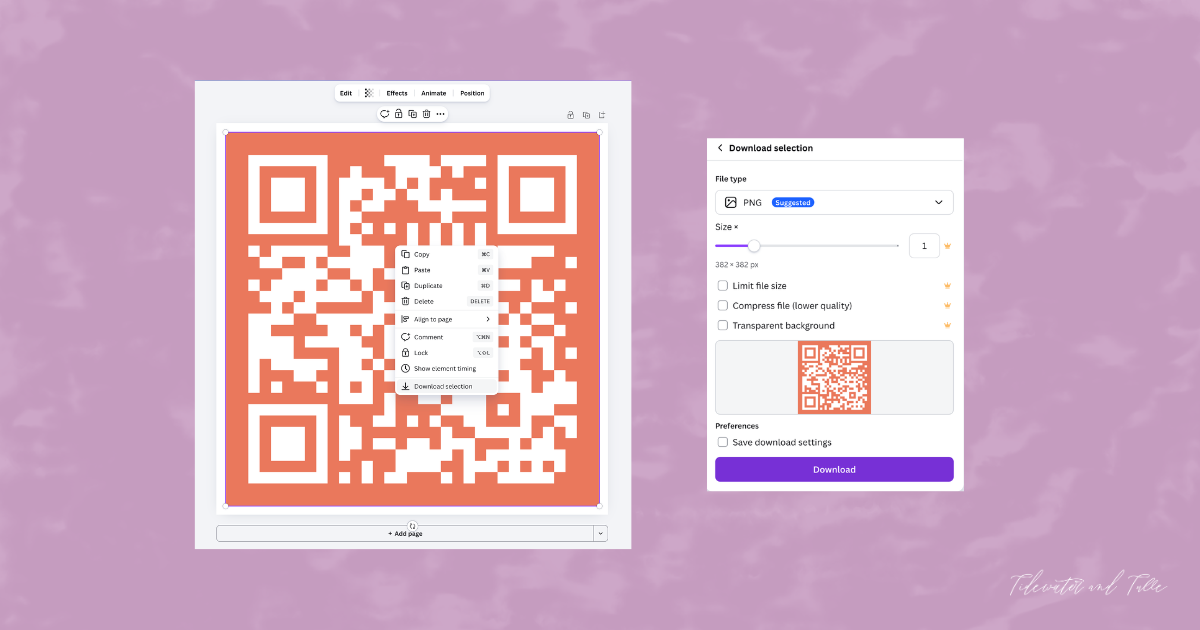 Steps on how to create a wedding QR code in Canva