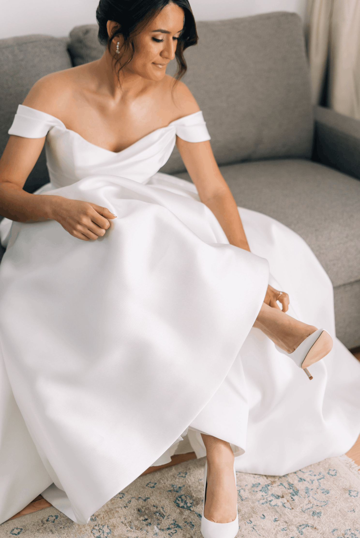 Latte bridal makeup for monochromatic wedding look on light brown skin