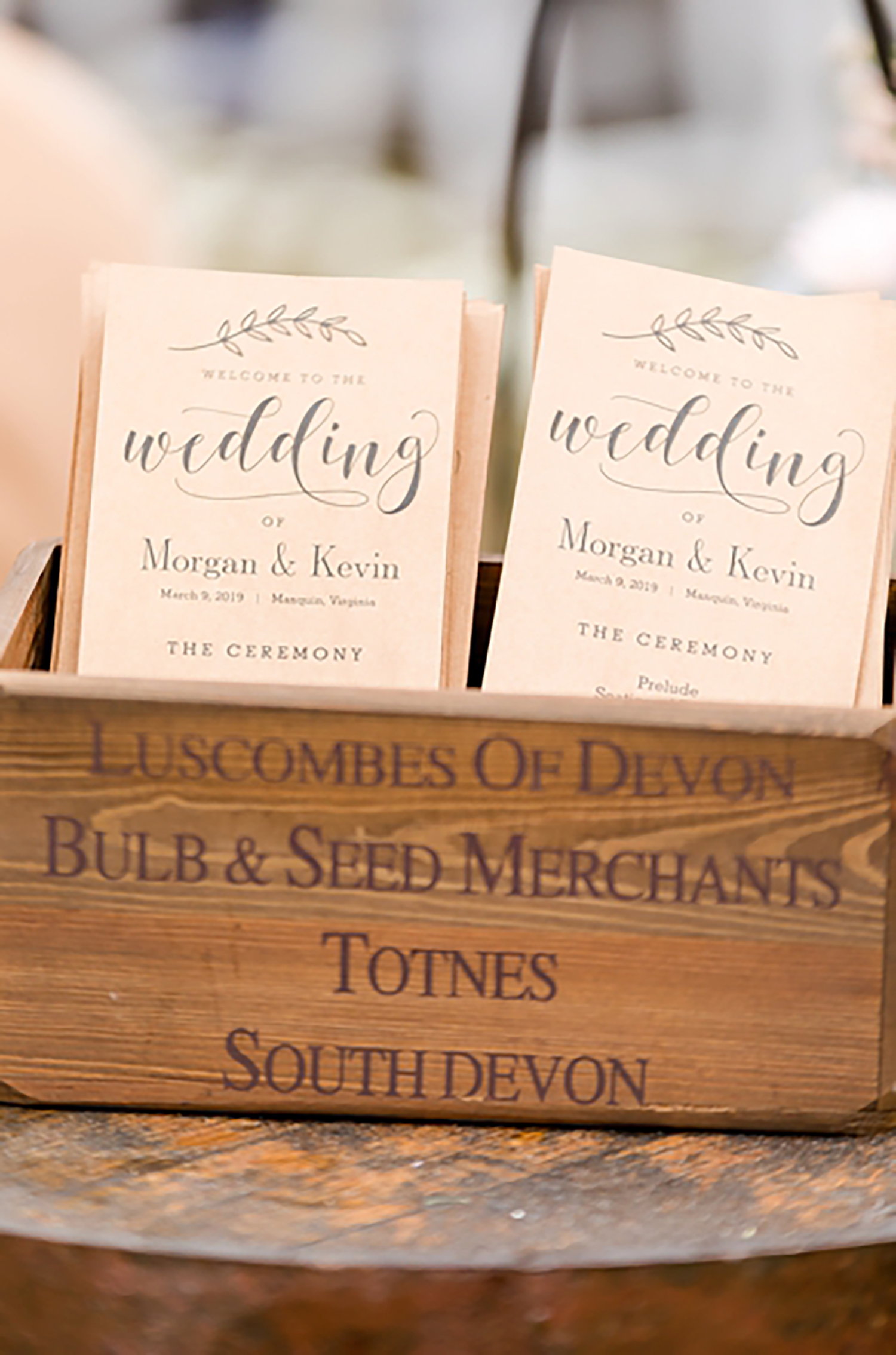 Rustic kraft paper wedding program