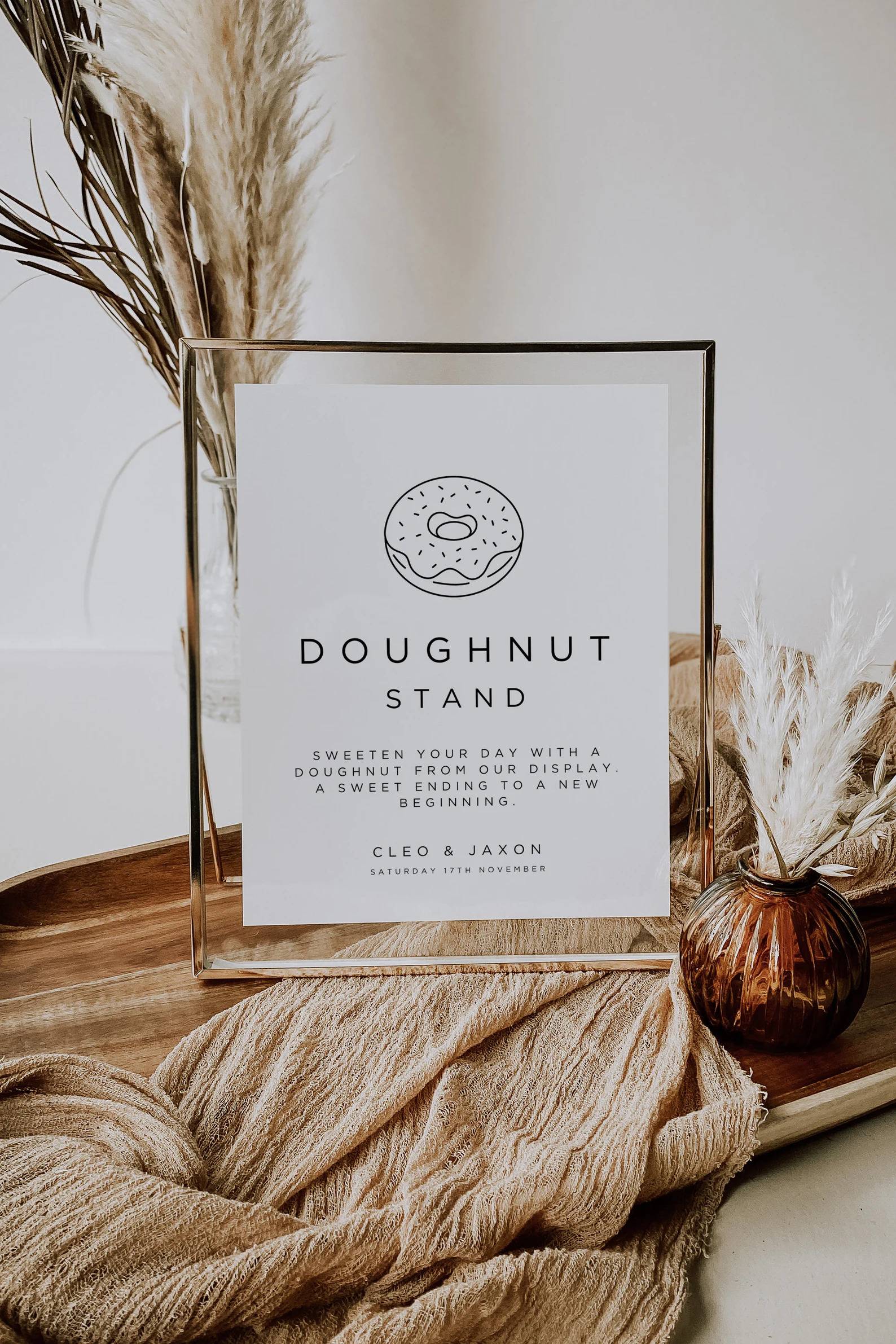 DIY Doughnut Bar wedding sign personalized with Canva