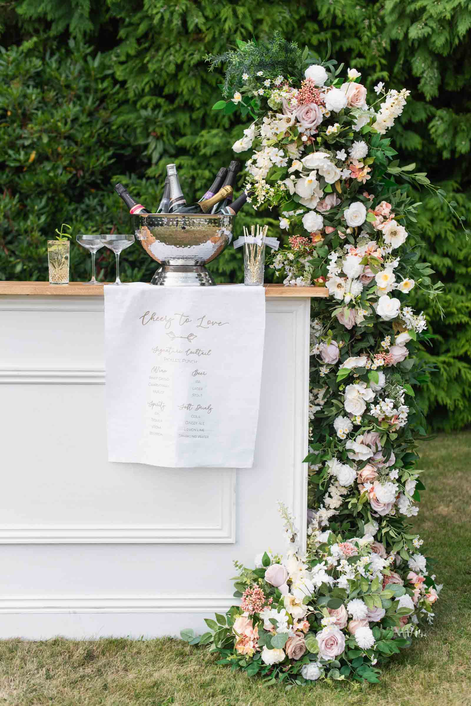 Fabric wedding bar menu sign from the Cricut Weddings book