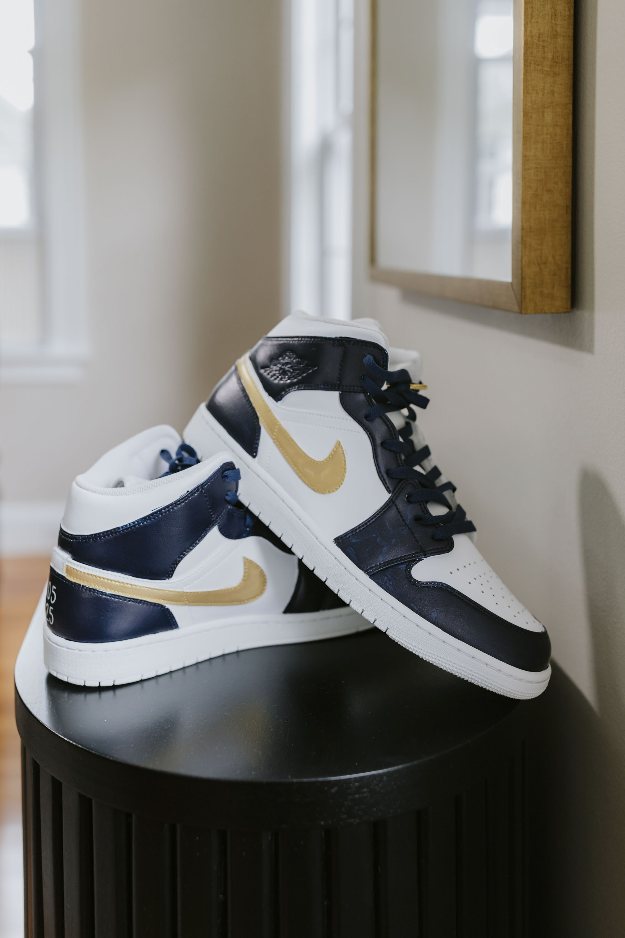 Hand painted Nike Air Force Ones for special wedding day DIY