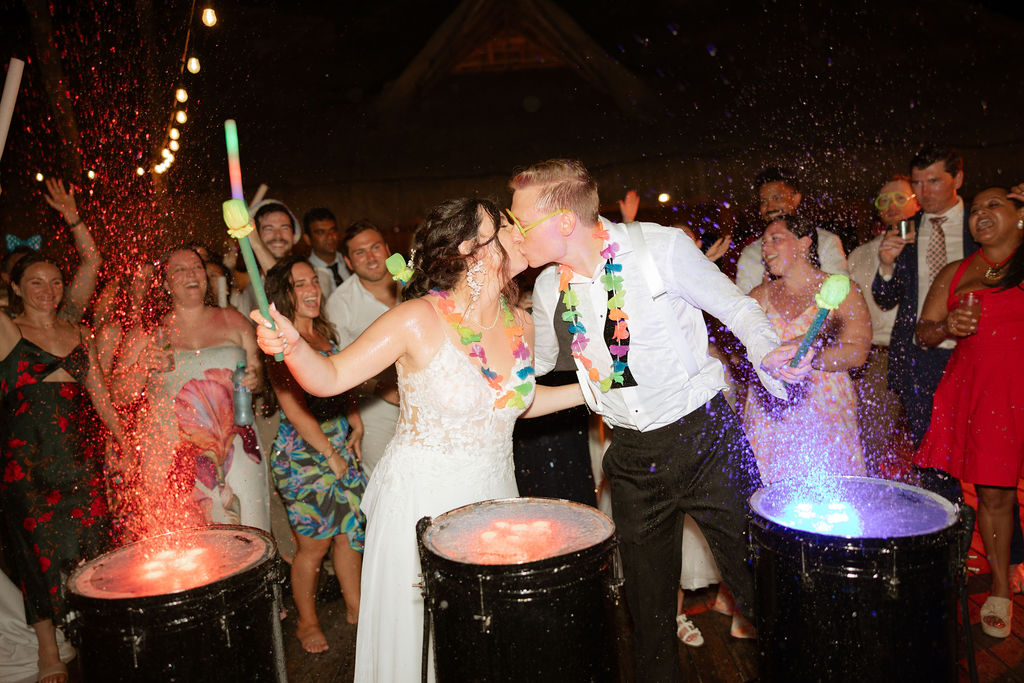 Light water drum guest entertainment at Cancun destination wedding
