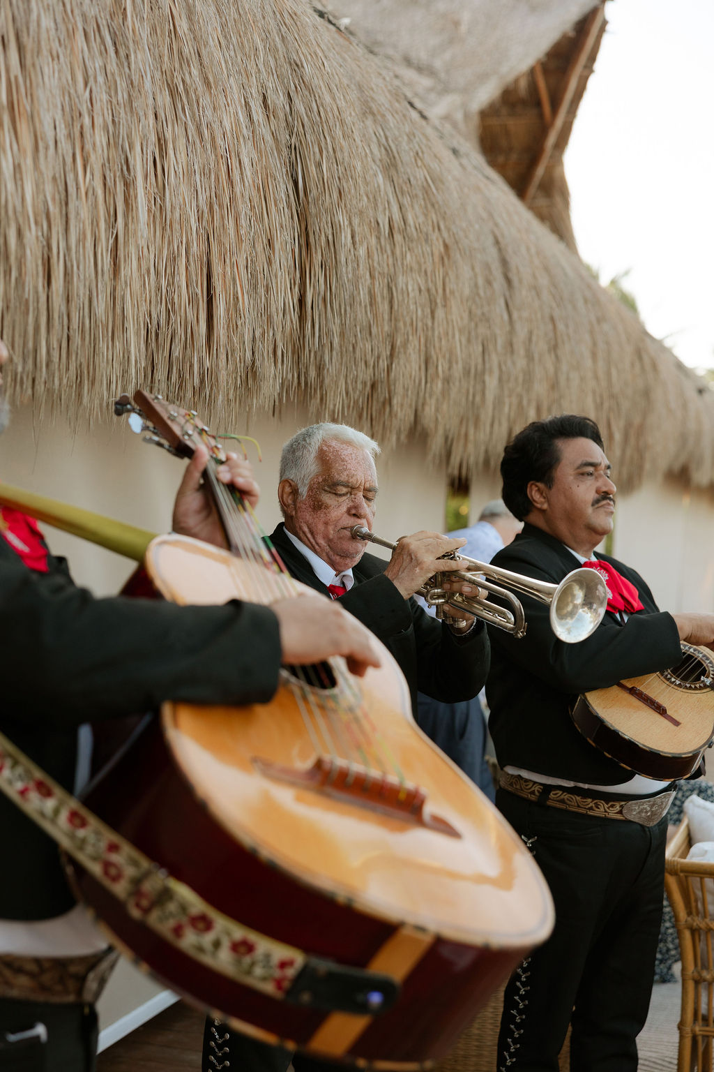 Mariachi band music at Cancun destination wedding cocktail hour reception