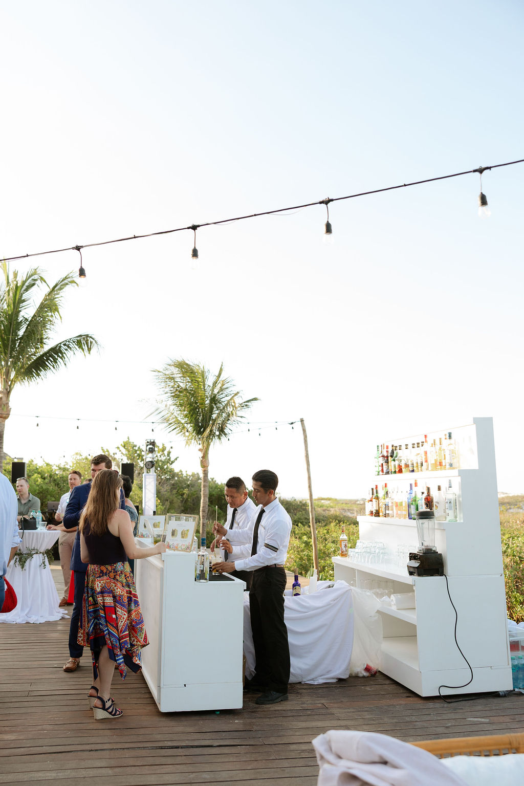 Cocktail hour at destination wedding venue in Cancun