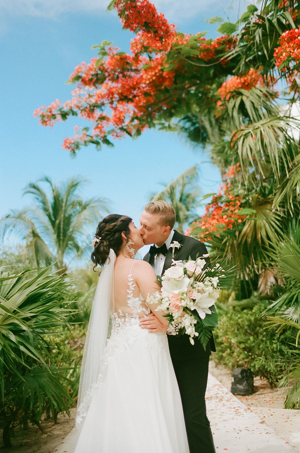 Bride and groom at Finest Playa Mujeres destination wedding