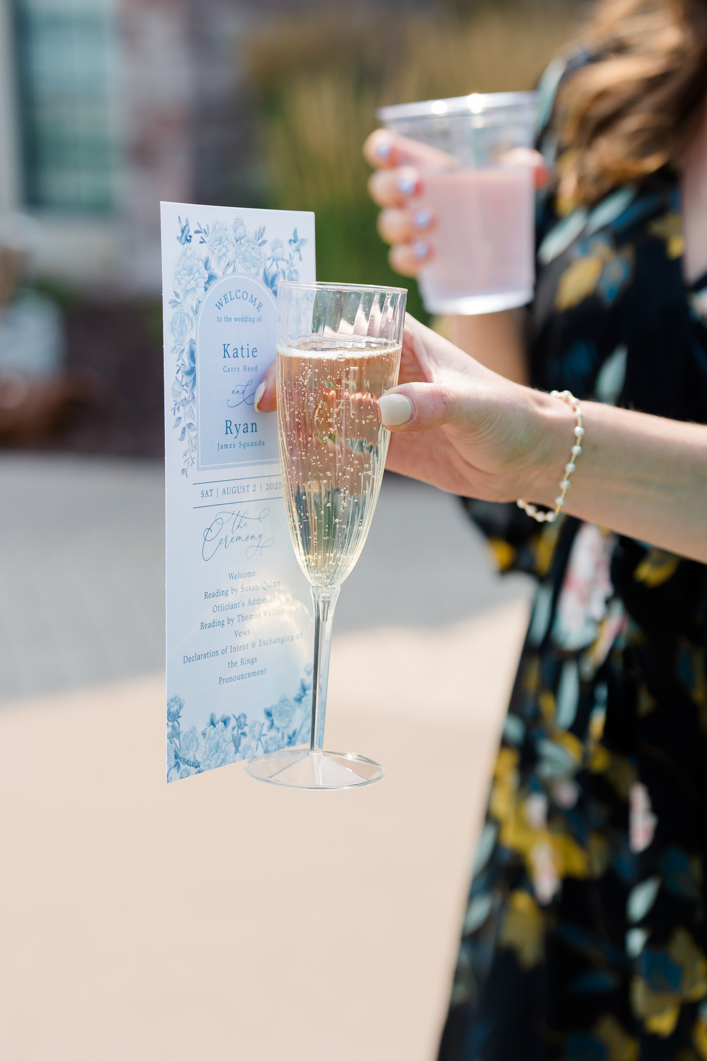 Blue and white Chinoiserie vintage wedding program