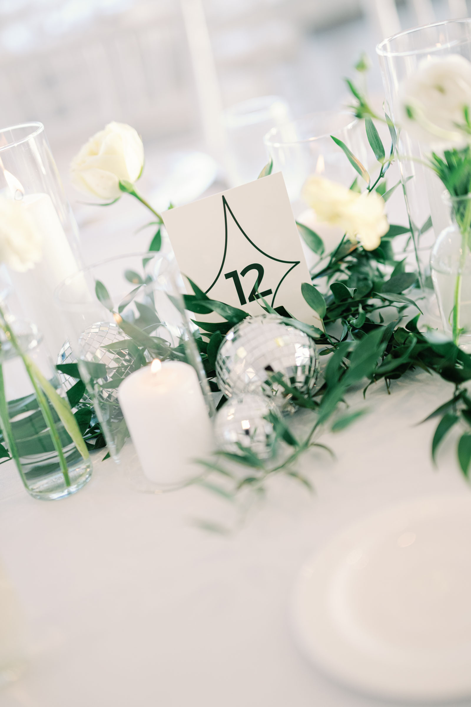 Disco sparkle paper wedding table number