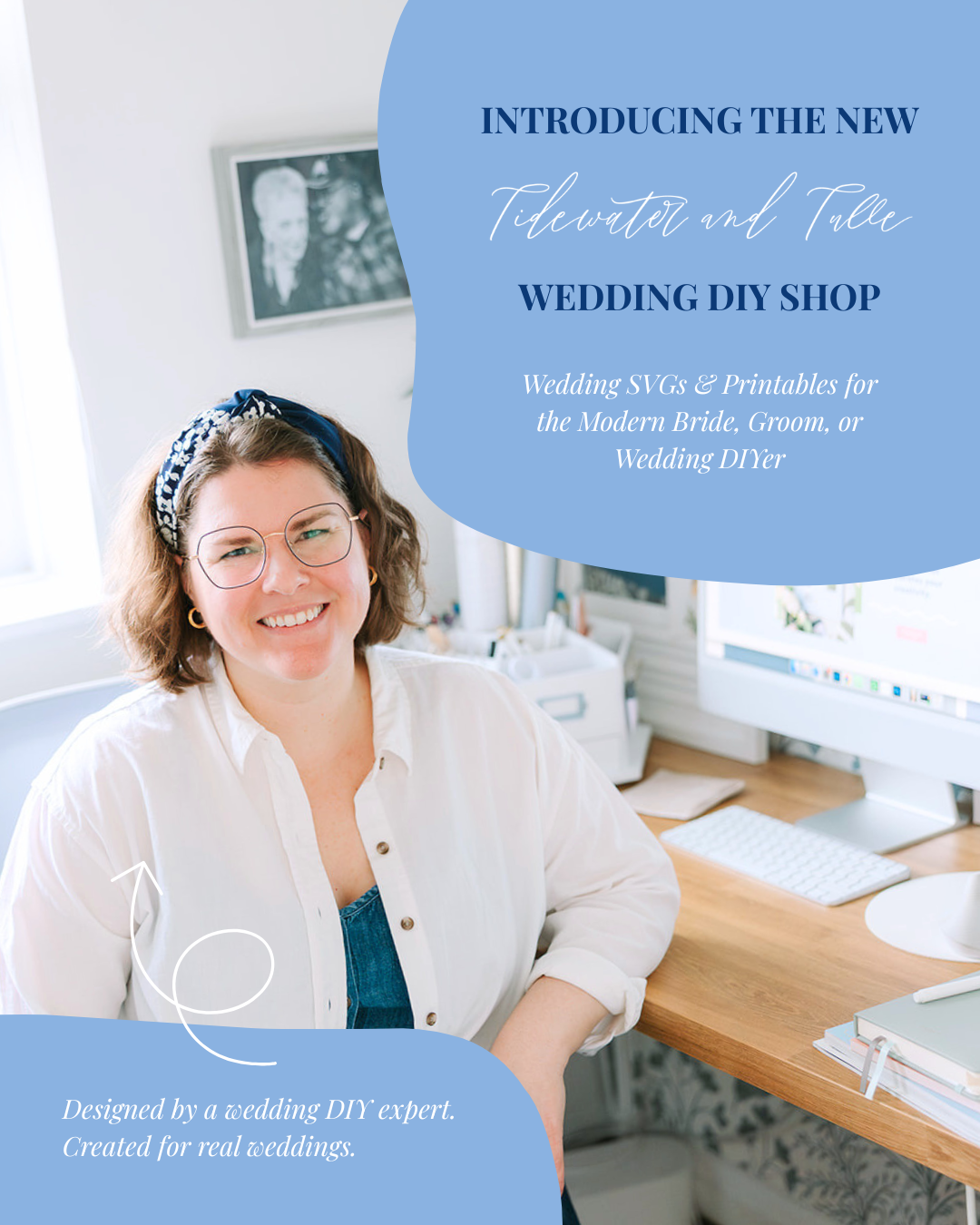 Wedding DIY designer Chelsea Barton and her new wedding SVGs in the Tidewater and Tulle Shop