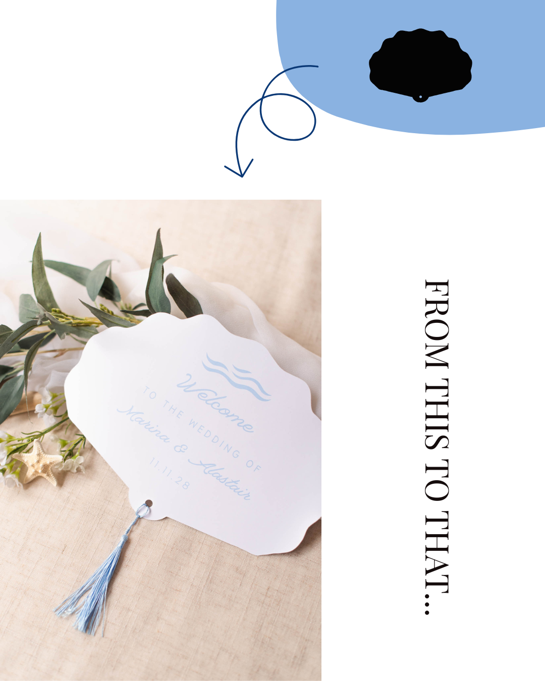 Blank shell shaped wedding ceremony program fan SVG file