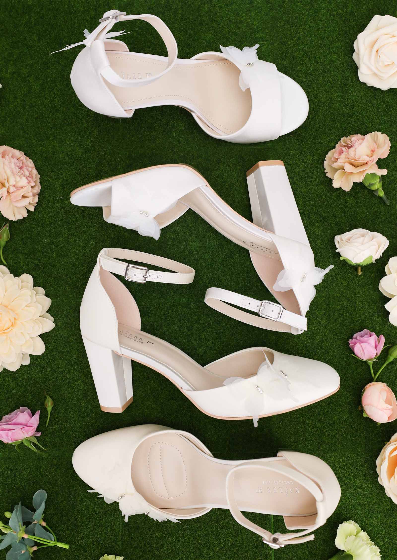 Comfortable wedding block heels by Kailee P
