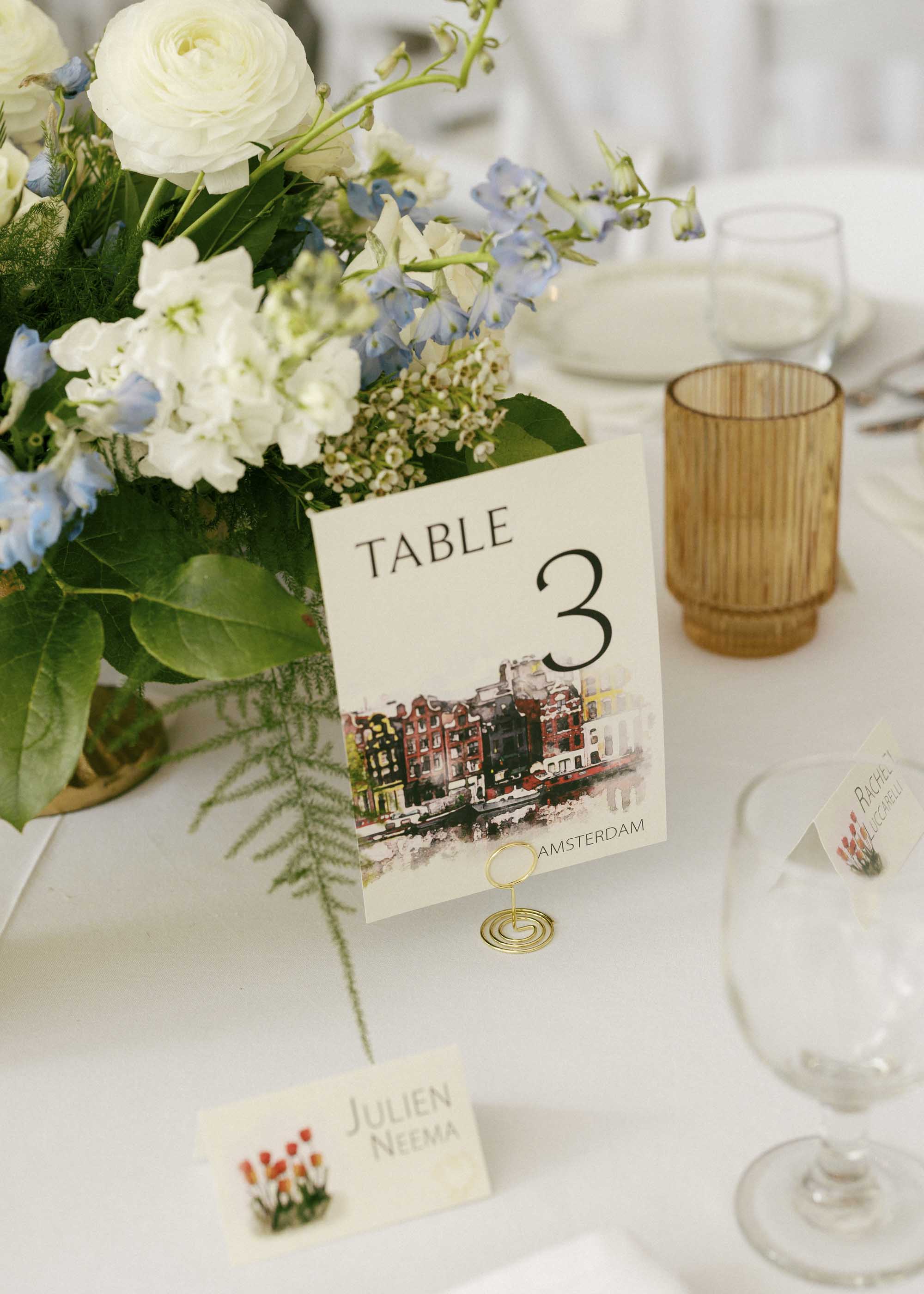 Destination travel themed wedding paper table numbers
