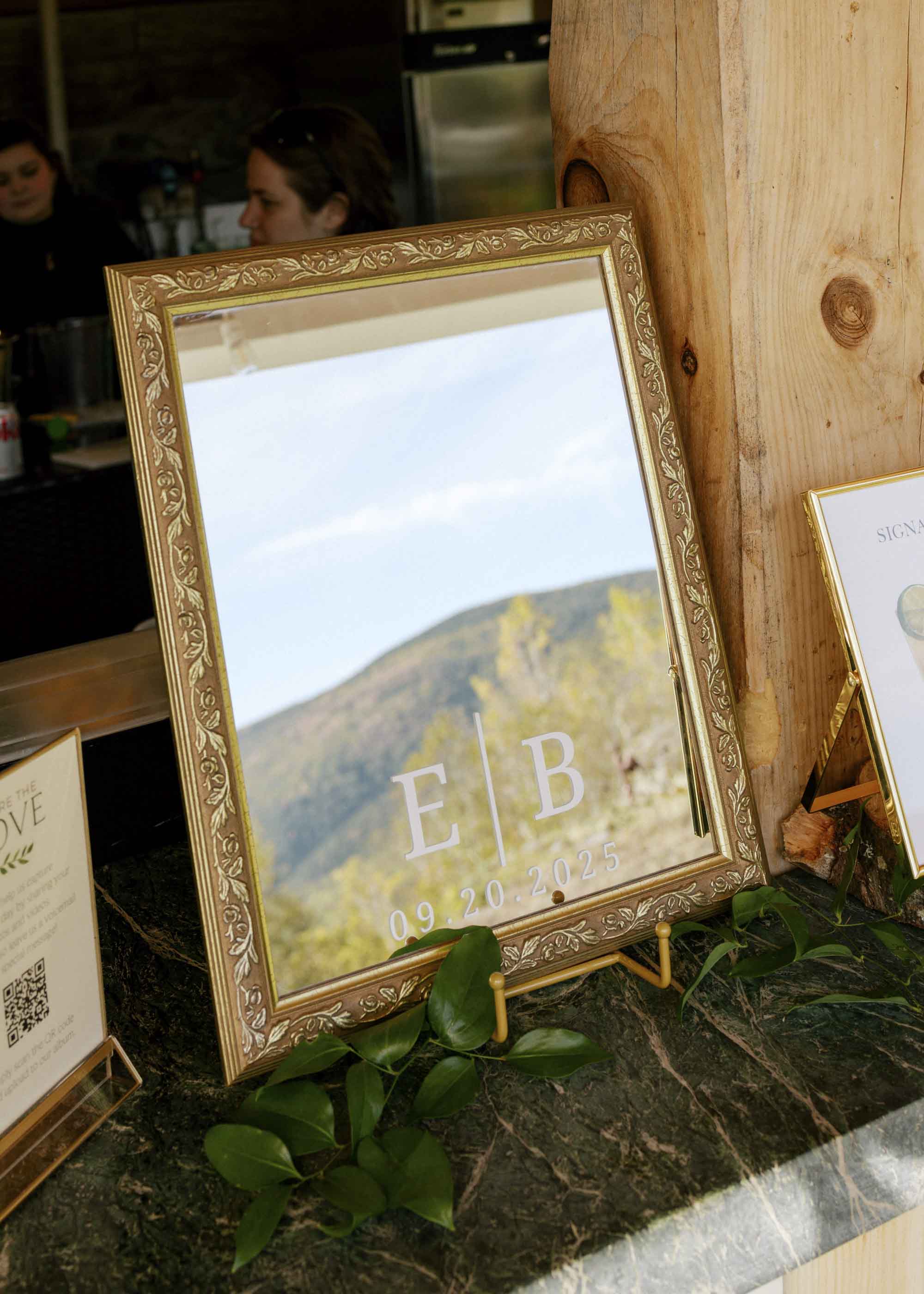 Wedding mirror sign with Cricut made vinyl decal