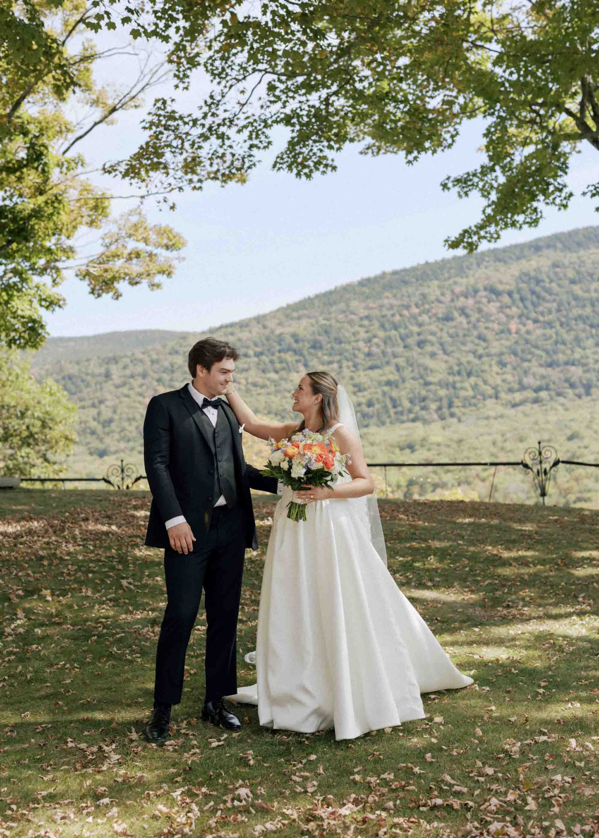 Bride and groom getting married at the Wilburton in Vermont