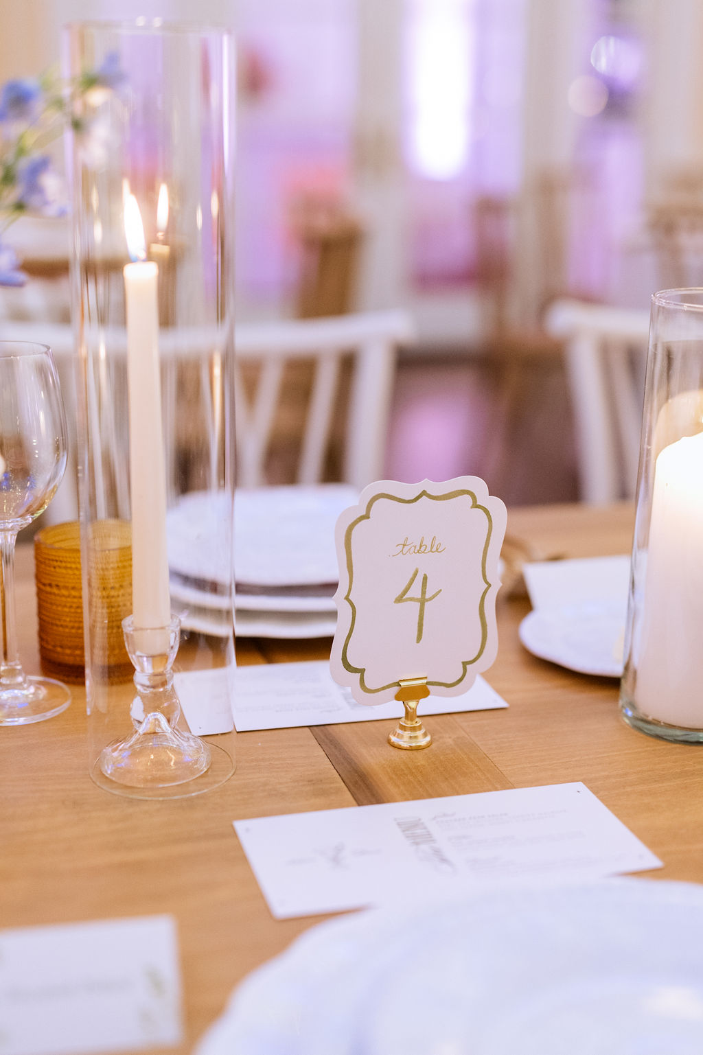 Simple gold paper wedding table number